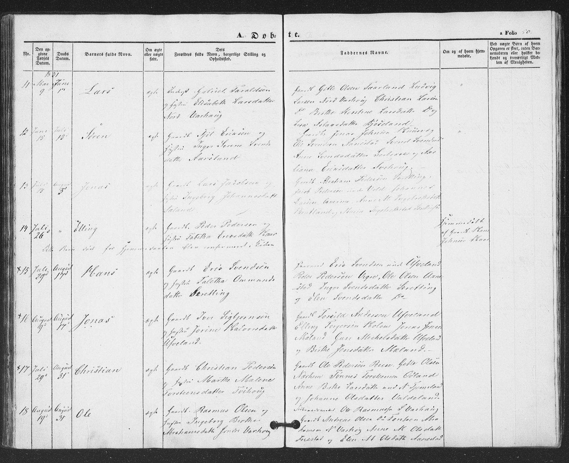 Hå sokneprestkontor, AV/SAST-A-101801/001/30BA/L0007: Ministerialbok nr. A 6, 1842-1855, s. 50