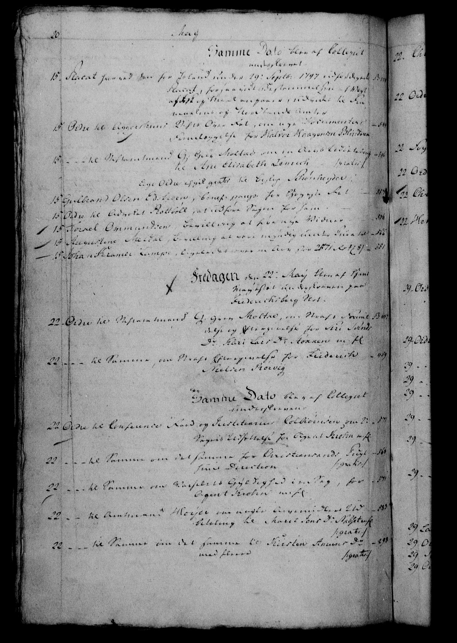 Danske Kanselli 1800-1814, RA/EA-3024/H/Hf/Hfb/Hfbc/L0002: Underskrivelsesbok m. register, 1801, s. 20
