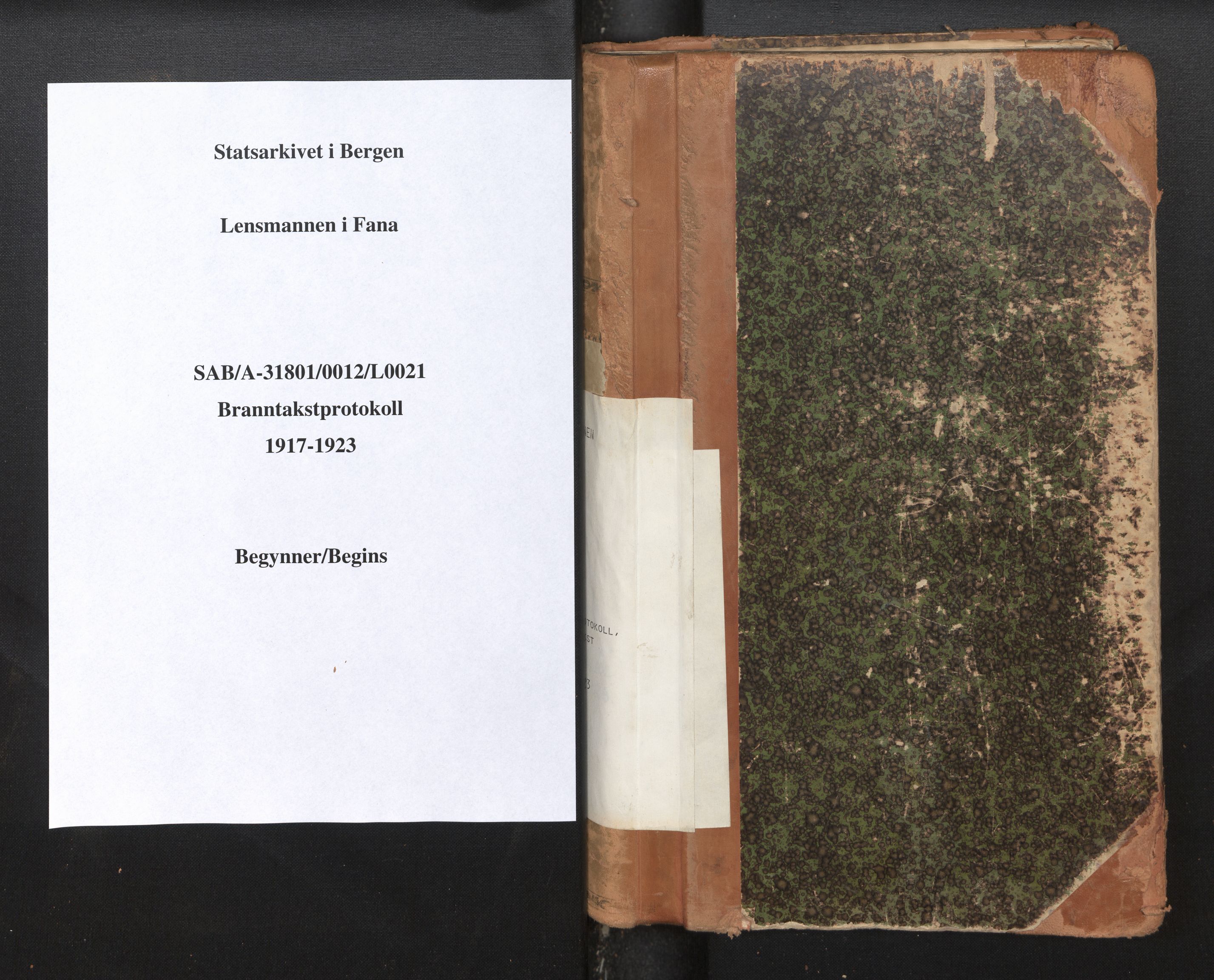 Lensmannen i Fana, SAB/A-31801/0012/L0021: Branntakstprotokoll skjematakst, 1916-1923