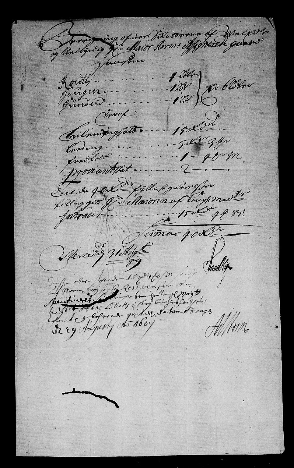 Rentekammeret inntil 1814, Reviderte regnskaper, Stiftamtstueregnskaper, Bergen stiftamt, AV/RA-EA-6043/R/Rc/L0091: Bergen stiftamt, 1689