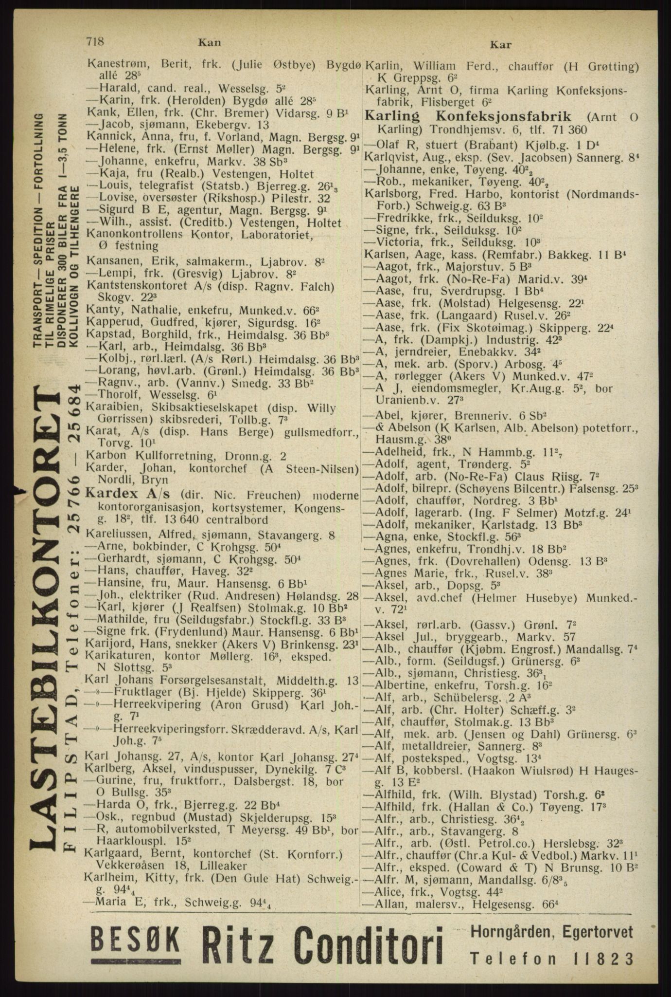 Kristiania/Oslo adressebok, PUBL/-, 1933, s. 718