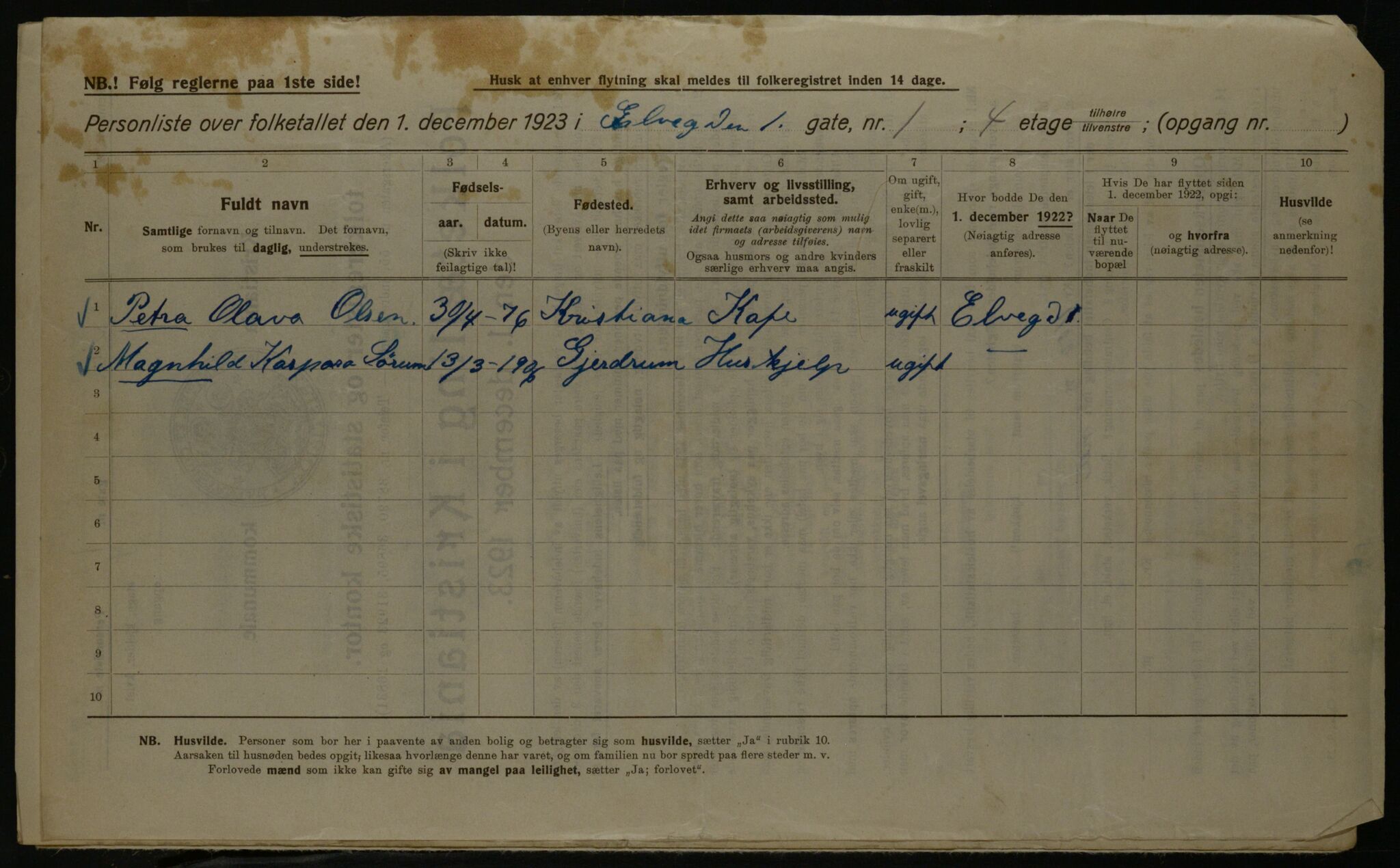 OBA, Kommunal folketelling 1.12.1923 for Kristiania, 1923, s. 23237