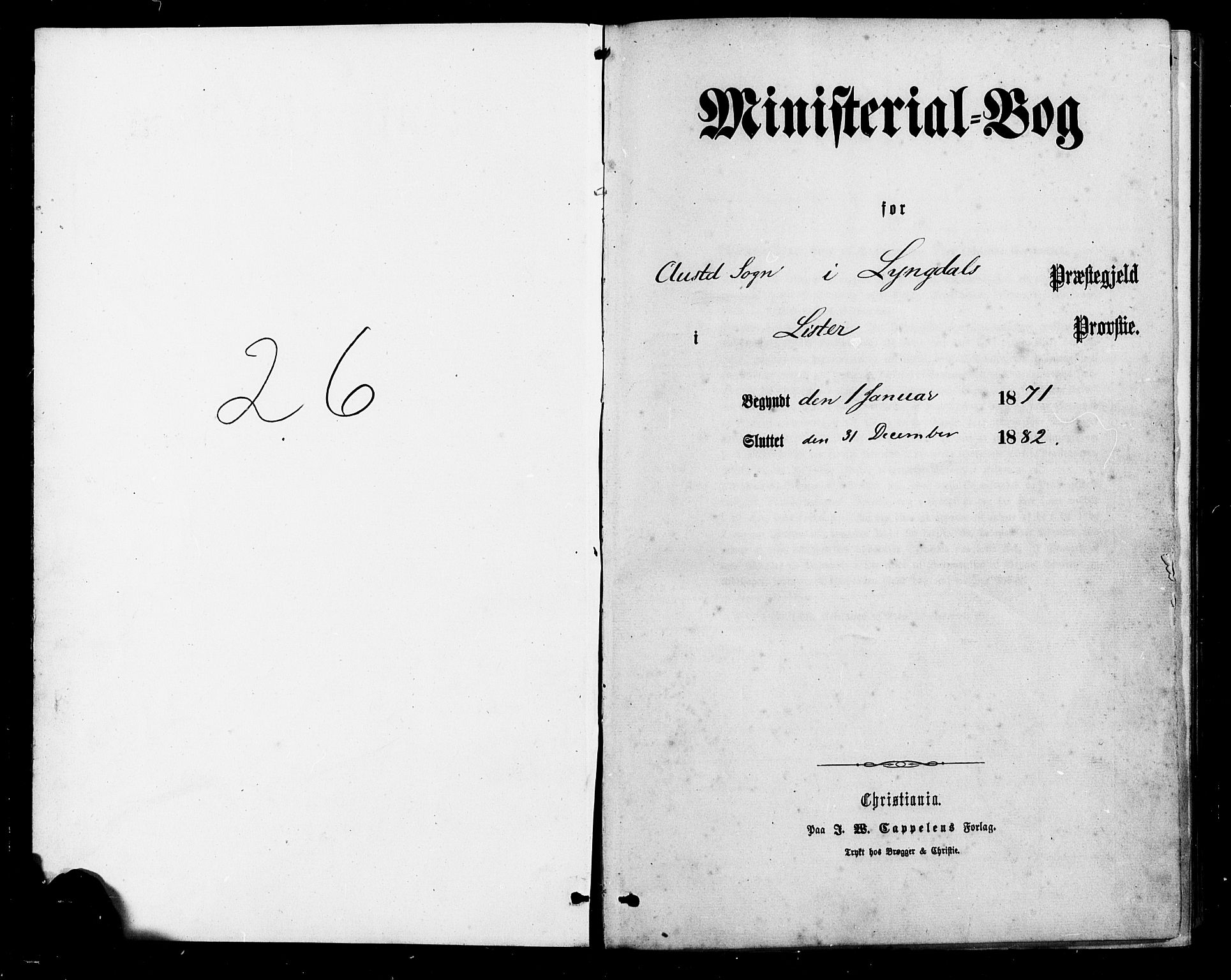 Lyngdal sokneprestkontor, AV/SAK-1111-0029/F/Fa/Faa/L0003: Ministerialbok nr. A 3, 1871-1882