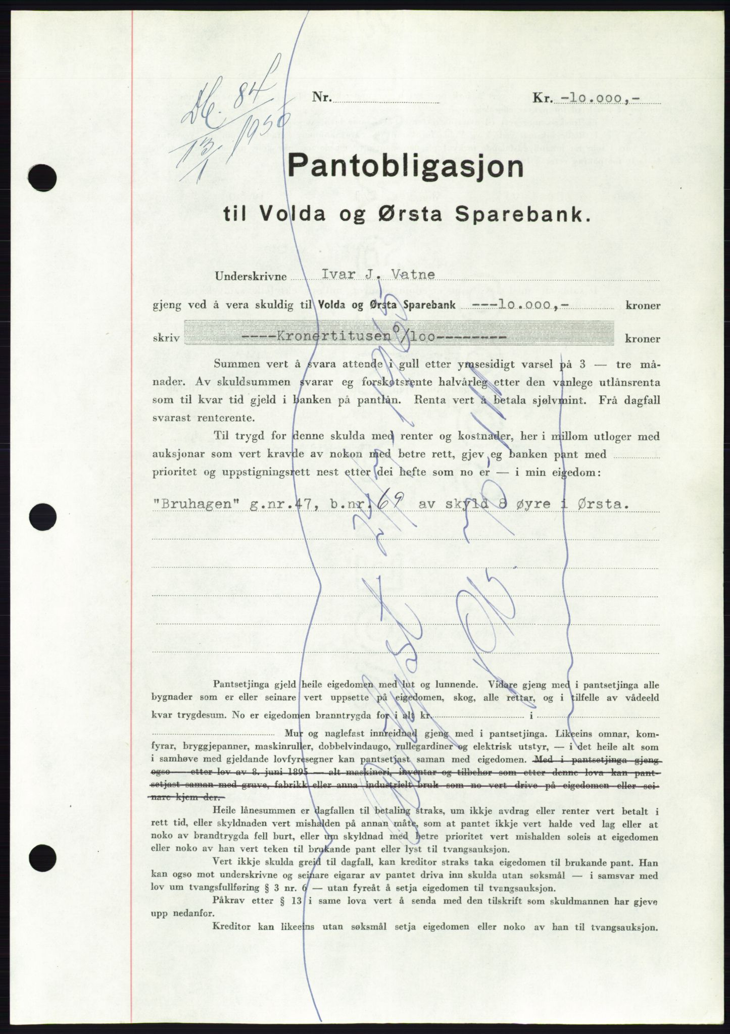 Søre Sunnmøre sorenskriveri, SAT/A-4122/1/2/2C/L0118: Pantebok nr. 6B, 1949-1950, Dagboknr: 84/1950