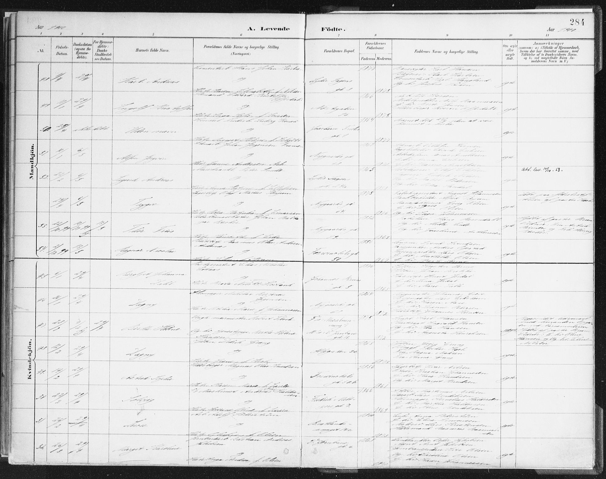 Johanneskirken sokneprestembete, AV/SAB-A-76001/H/Haa/L0001: Ministerialbok nr. A 1, 1885-1900, s. 284