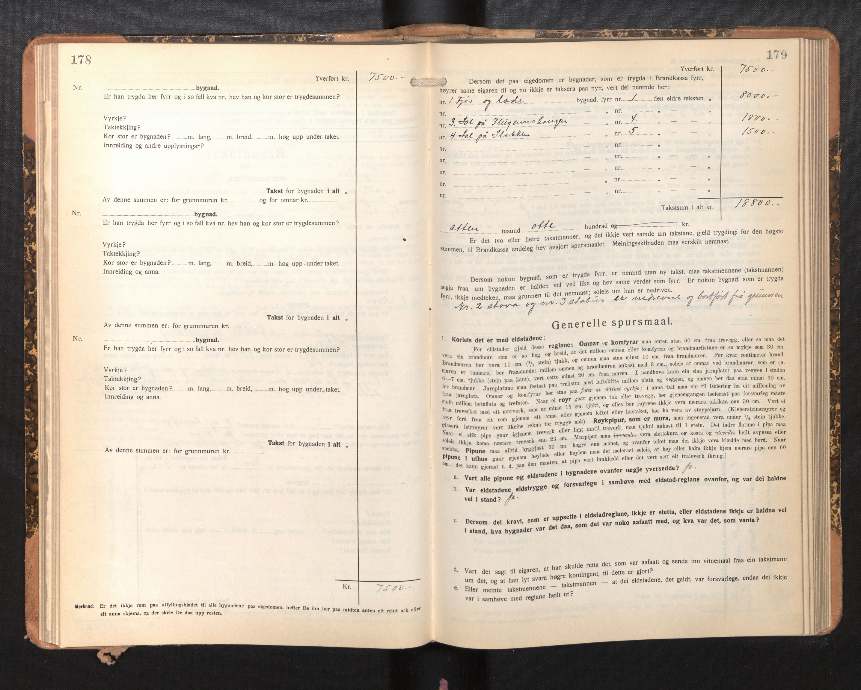 Lensmannen i Sogndal, SAB/A-29901/0012/L0013: Branntakstprotokoll, skjematakst, 1931-1938, s. 178-179