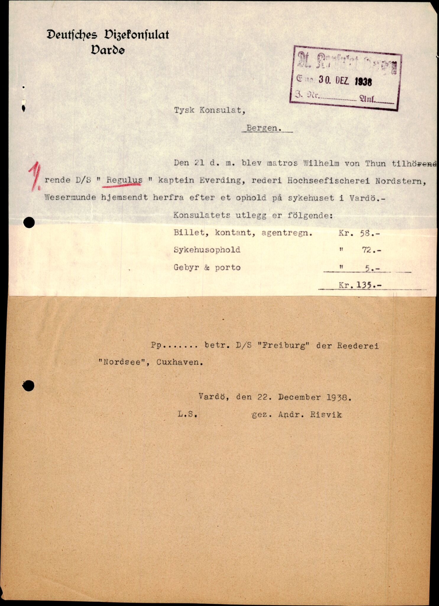 Forsvarets Overkommando. 2 kontor. Arkiv 11.4. Spredte tyske arkivsaker, AV/RA-RAFA-7031/D/Dar/Darc/L0026: FO.II. Tyske konsulater, 1928-1940, s. 427