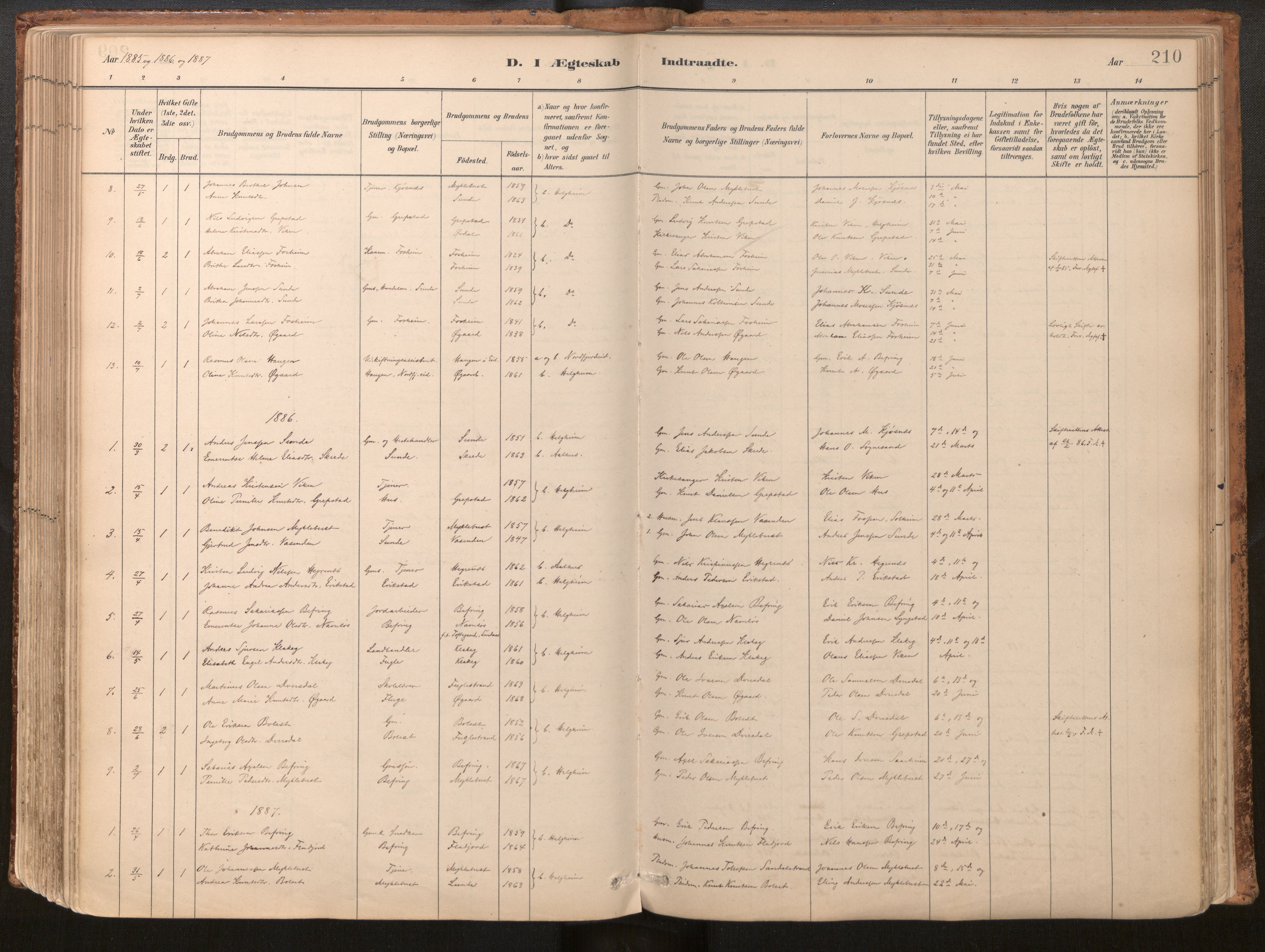 Jølster sokneprestembete, SAB/A-80701/H/Haa/Haac/L0001: Ministerialbok nr. C 1, 1882-1928, s. 210