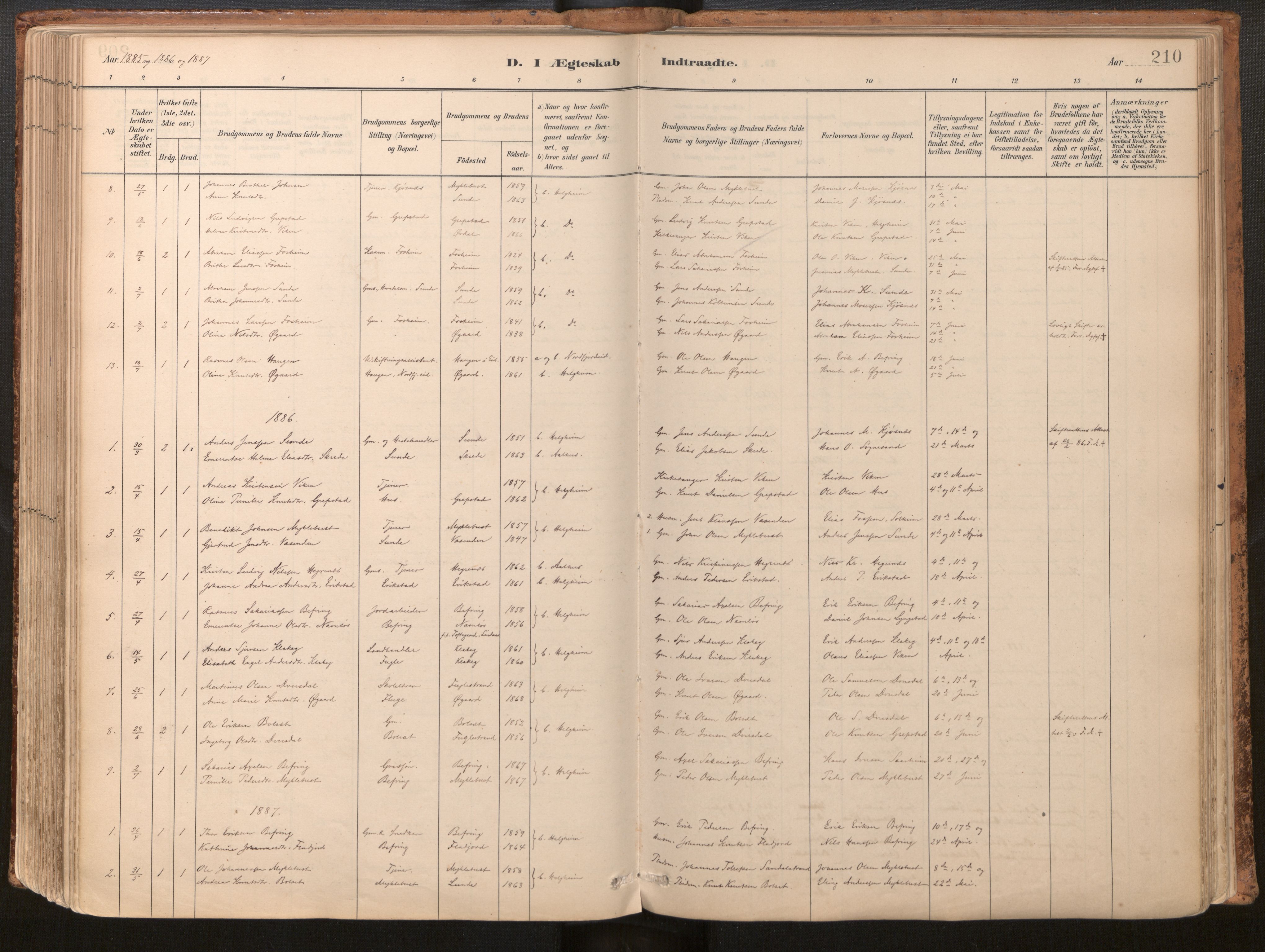 Jølster sokneprestembete, AV/SAB-A-80701/H/Haa/Haac/L0001: Ministerialbok nr. C 1, 1882-1928, s. 210