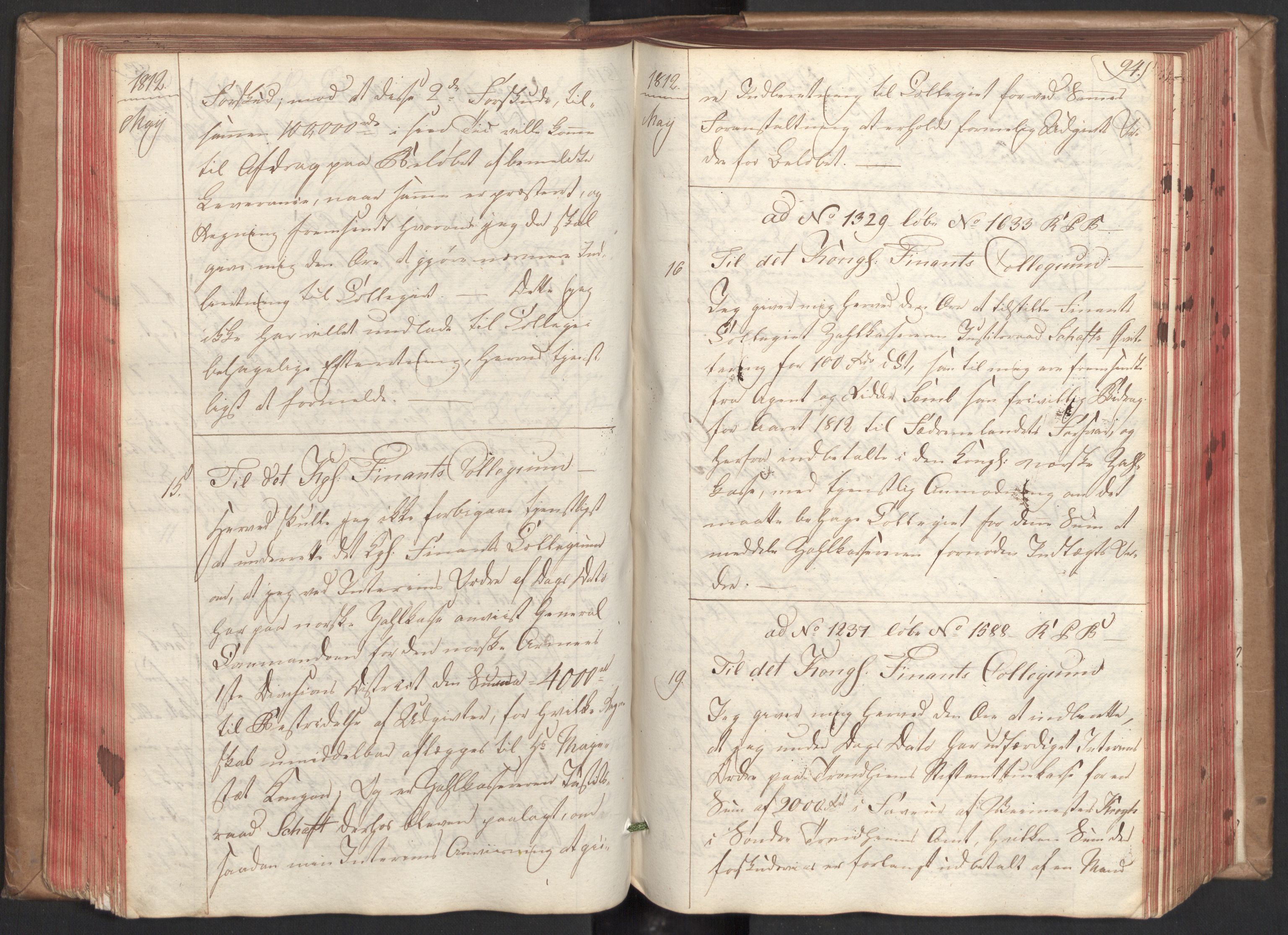 Stattholderembetet 1810-1814, 2. kontor (Kontor B), AV/RA-EA-5432/Ba/L0002: Kollegial korrespondanseprotokoll, 1811-1814, s. 93b-94a