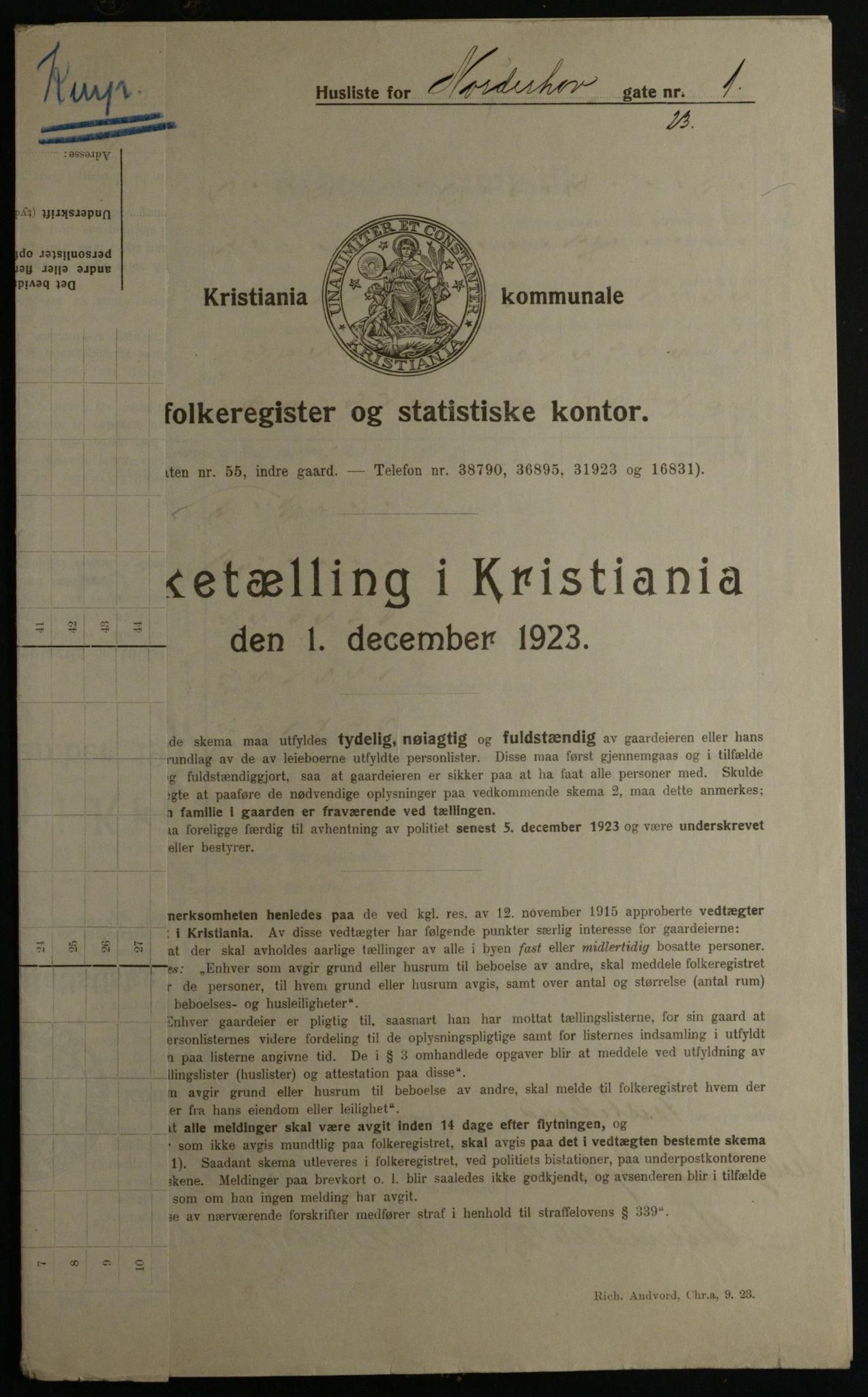 OBA, Kommunal folketelling 1.12.1923 for Kristiania, 1923, s. 79648