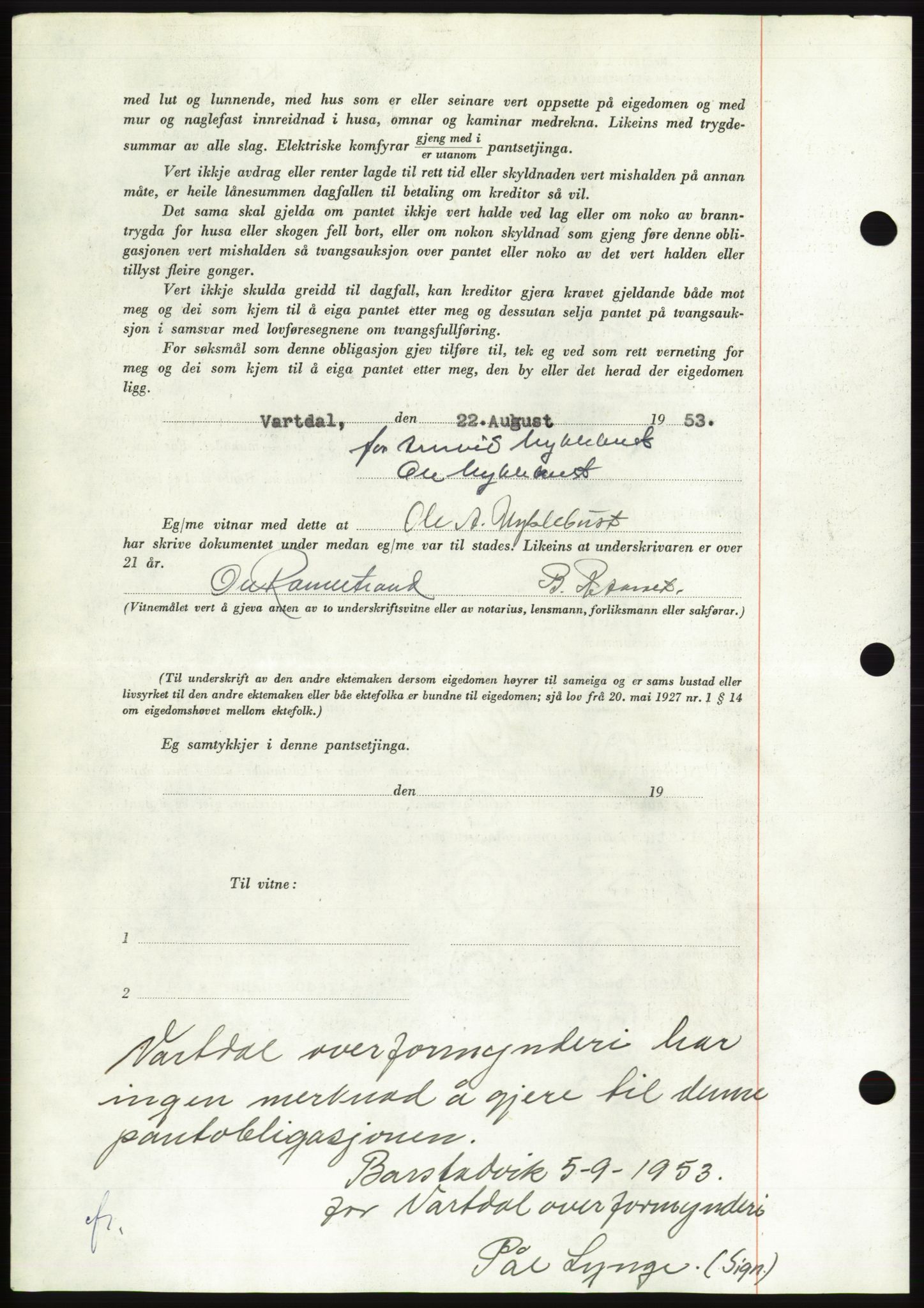 Søre Sunnmøre sorenskriveri, AV/SAT-A-4122/1/2/2C/L0124: Pantebok nr. 12B, 1953-1954, Dagboknr: 2331/1953