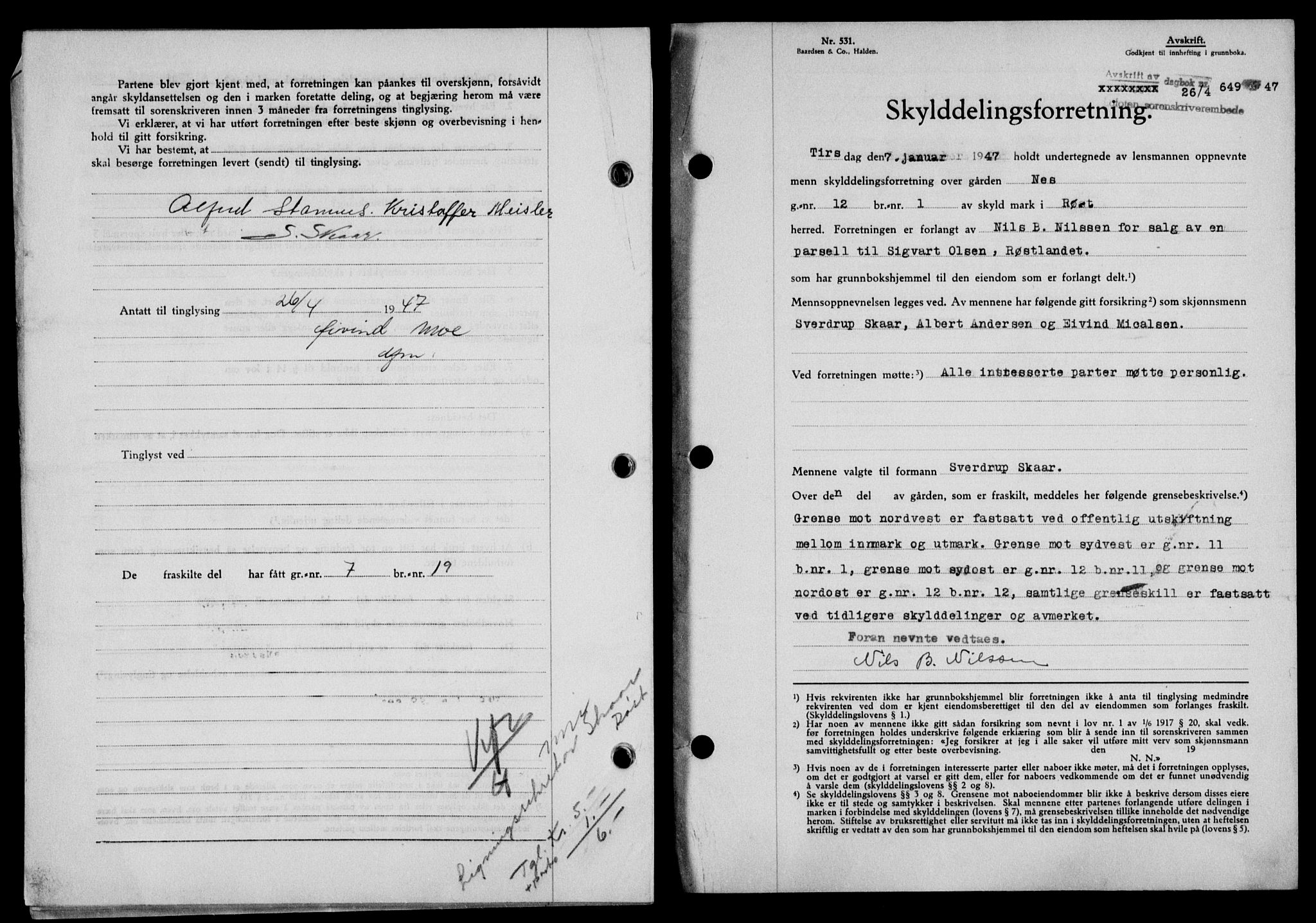 Lofoten sorenskriveri, SAT/A-0017/1/2/2C/L0015a: Pantebok nr. 15a, 1946-1947, Dagboknr: 649/1947