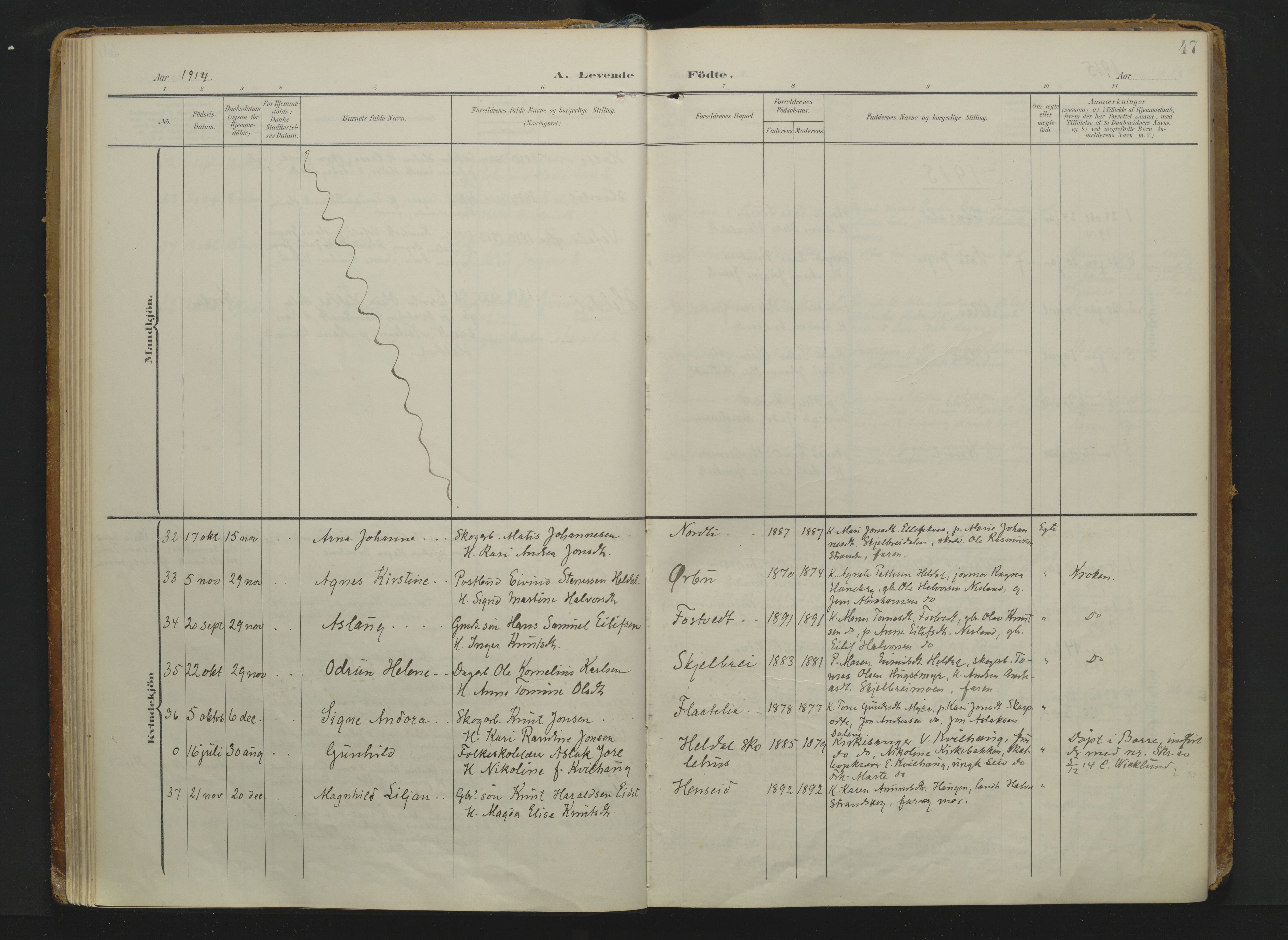 Drangedal kirkebøker, AV/SAKO-A-258/F/Fa/L0014: Ministerialbok nr. 14, 1906-1920, s. 47