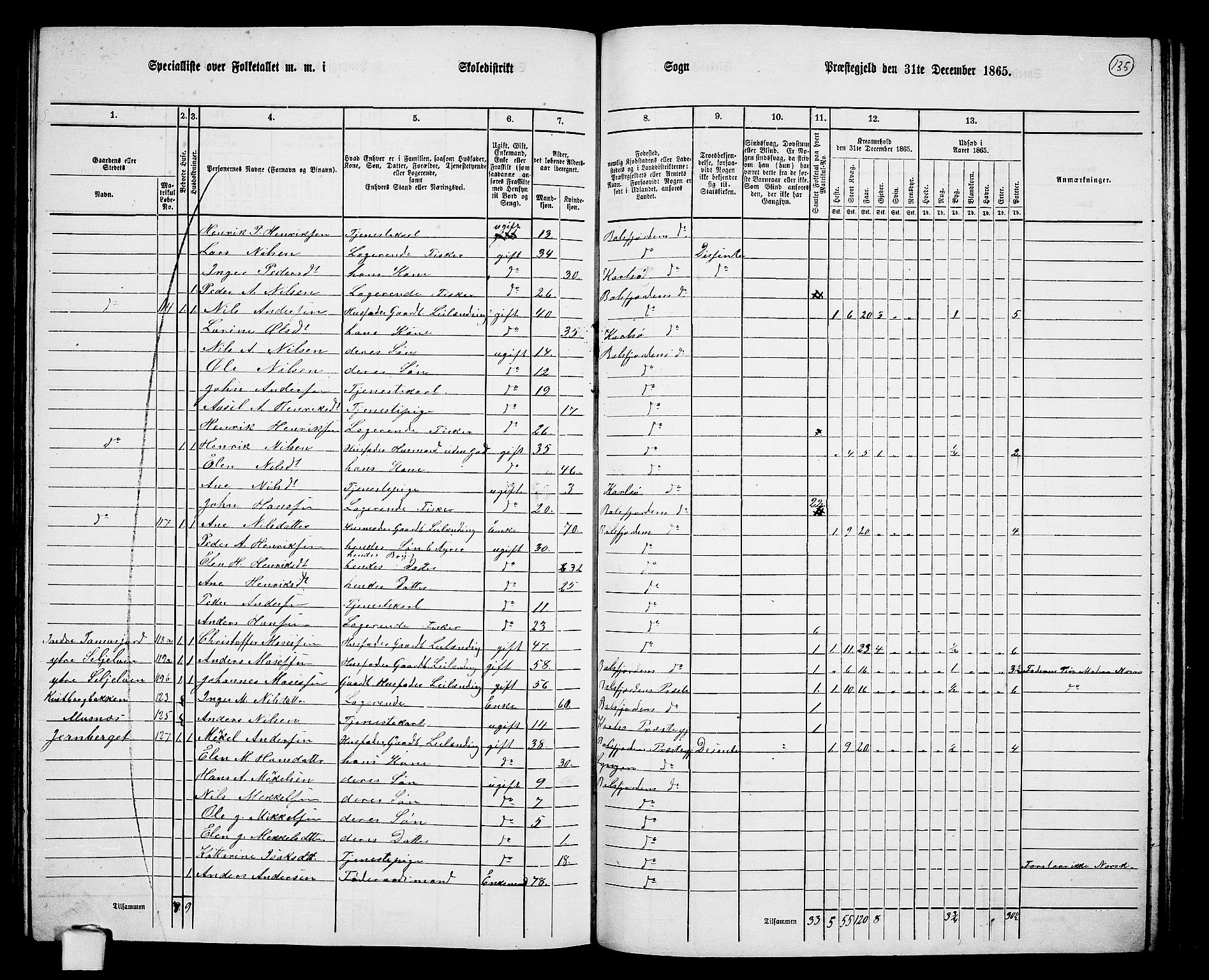 RA, Folketelling 1865 for 1933P Balsfjord prestegjeld, 1865, s. 72