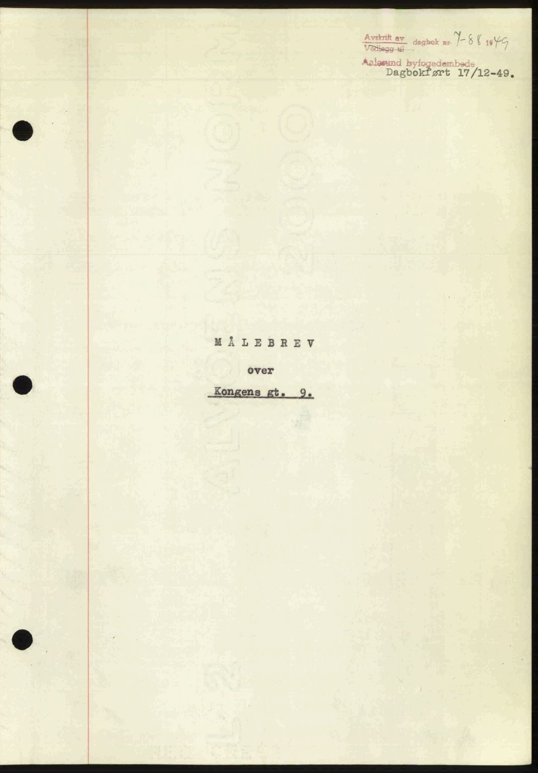 Ålesund byfogd, AV/SAT-A-4384: Pantebok nr. 37A (2), 1949-1950, Dagboknr: 788/1949