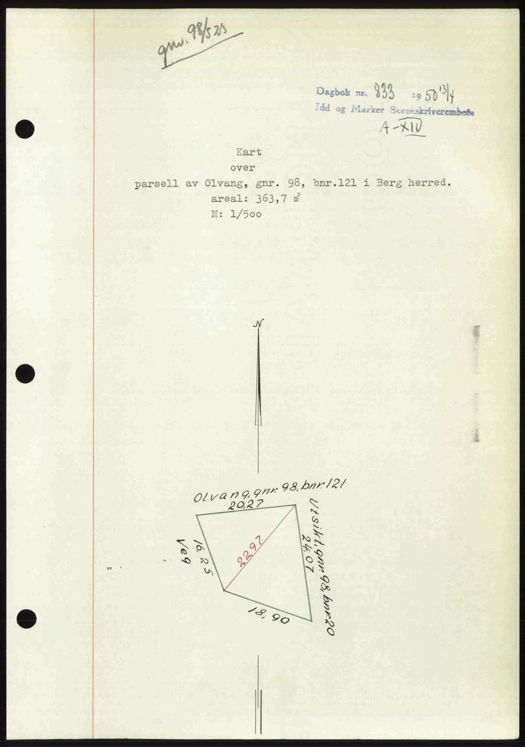 Idd og Marker sorenskriveri, AV/SAO-A-10283/G/Gb/Gbb/L0014: Pantebok nr. A14, 1950-1950, Dagboknr: 833/1950