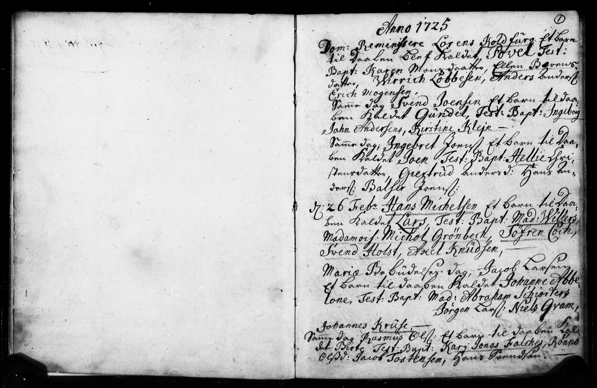 Strømsø kirkebøker, AV/SAKO-A-246/F/Fb/L0001: Ministerialbok nr. II 1, 1725-1737, s. 1
