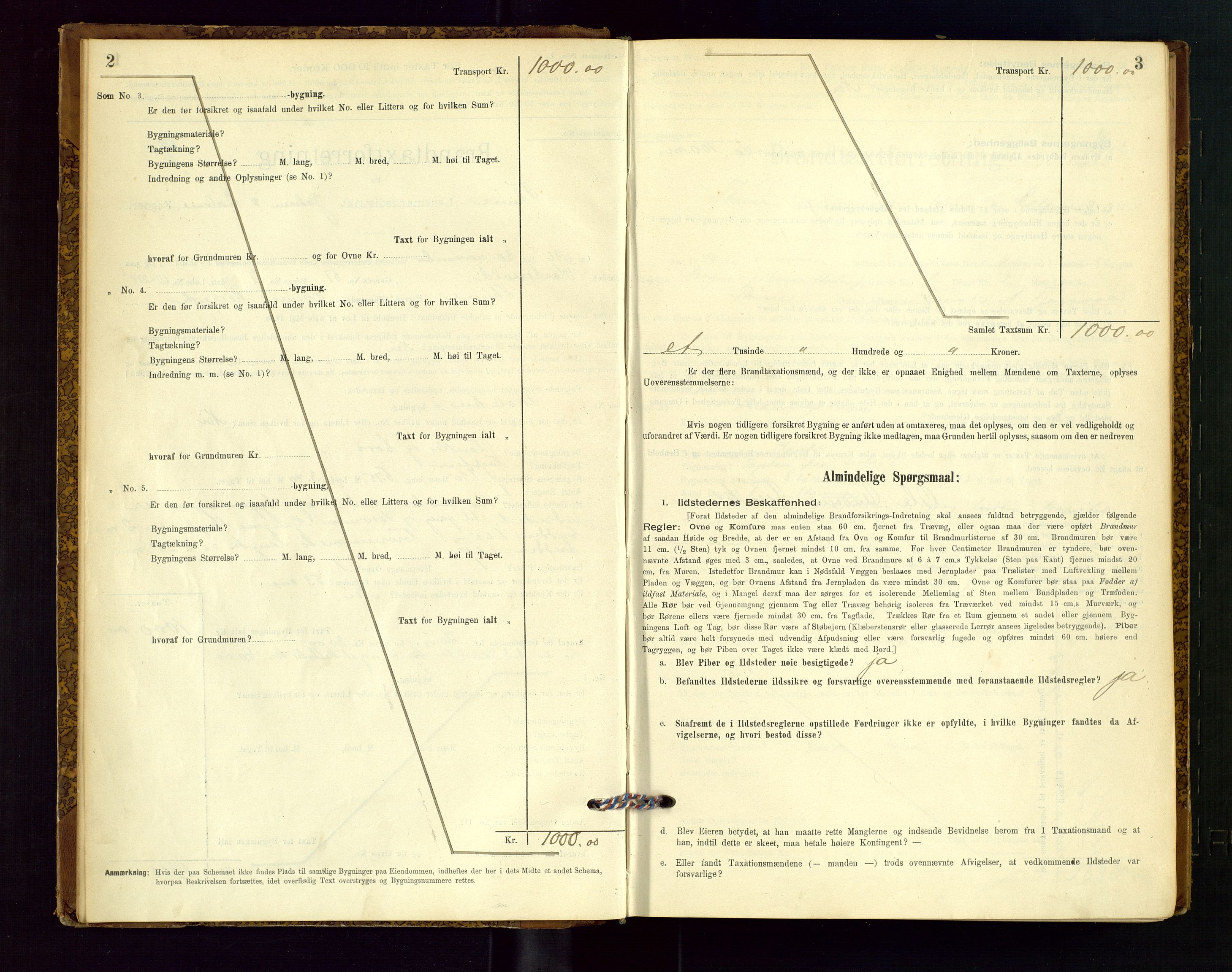 Time lensmannskontor, AV/SAST-A-100420/Gob/L0001: Branntakstprotokoll, 1896-1914, s. 2-3