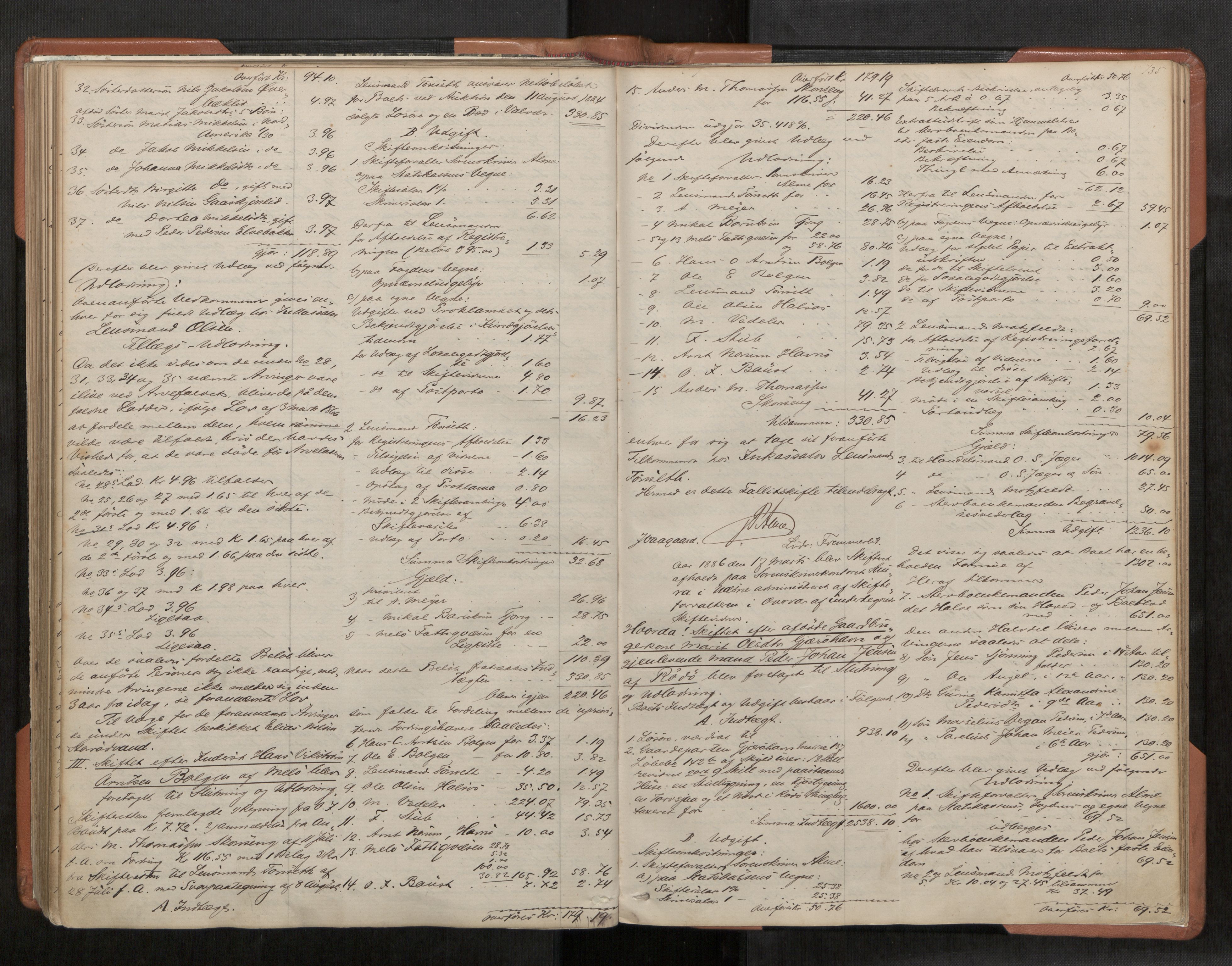 Rana sorenskriveri , AV/SAT-A-1108/1/3/3A/L0004: Skifteslutningsprotokoll, 1881-1887, s. 135