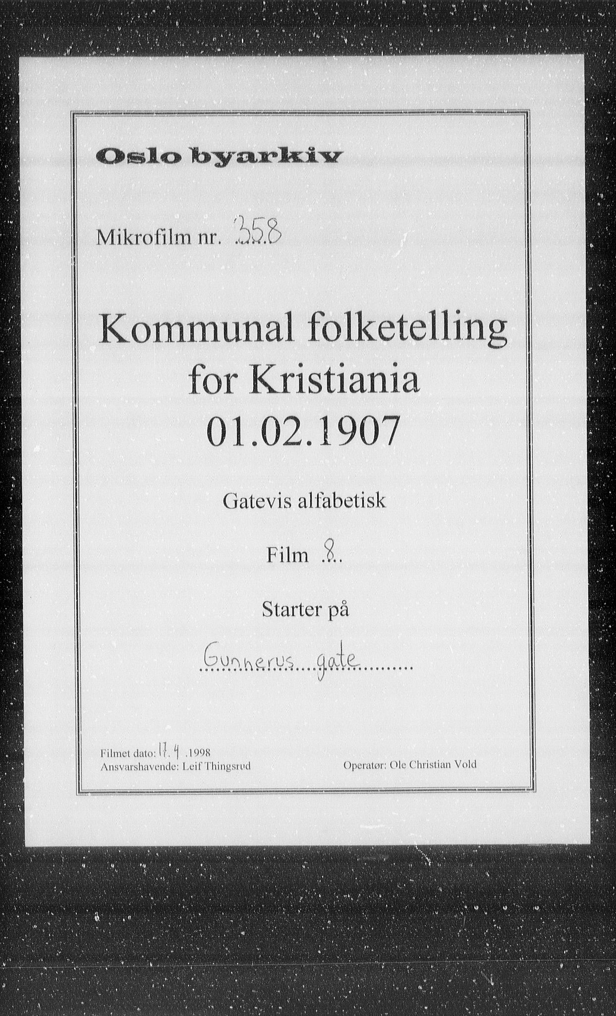 OBA, Kommunal folketelling 1.2.1907 for Kristiania kjøpstad, 1907, s. 16538