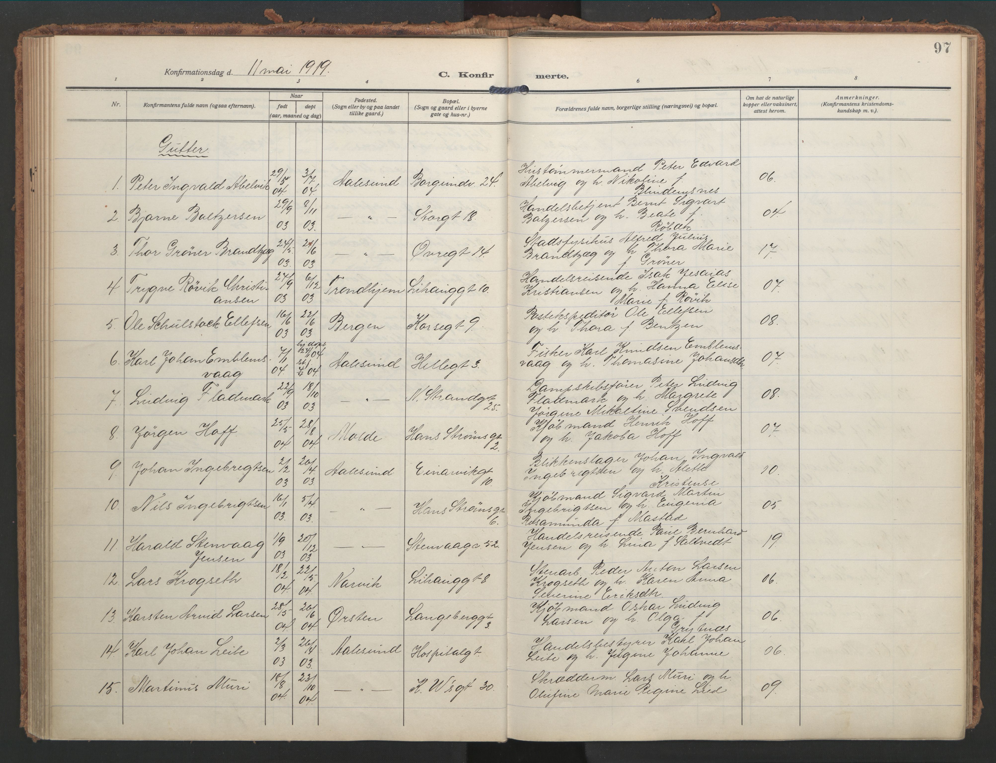 Ministerialprotokoller, klokkerbøker og fødselsregistre - Møre og Romsdal, AV/SAT-A-1454/529/L0461: Ministerialbok nr. 529A11, 1914-1925, s. 97