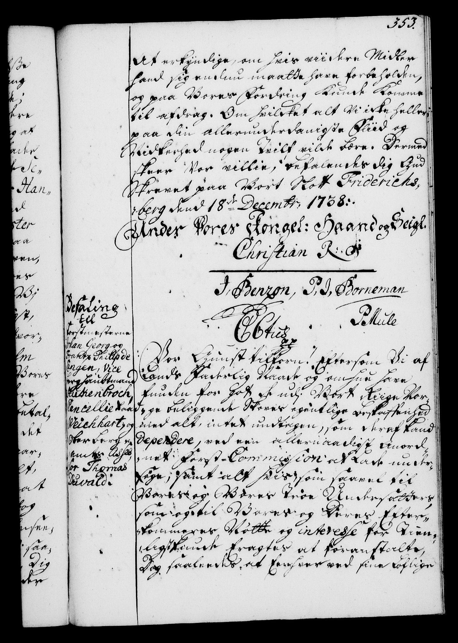 Rentekammeret, Kammerkanselliet, RA/EA-3111/G/Gg/Gga/L0004: Norsk ekspedisjonsprotokoll med register (merket RK 53.4), 1734-1741, s. 353
