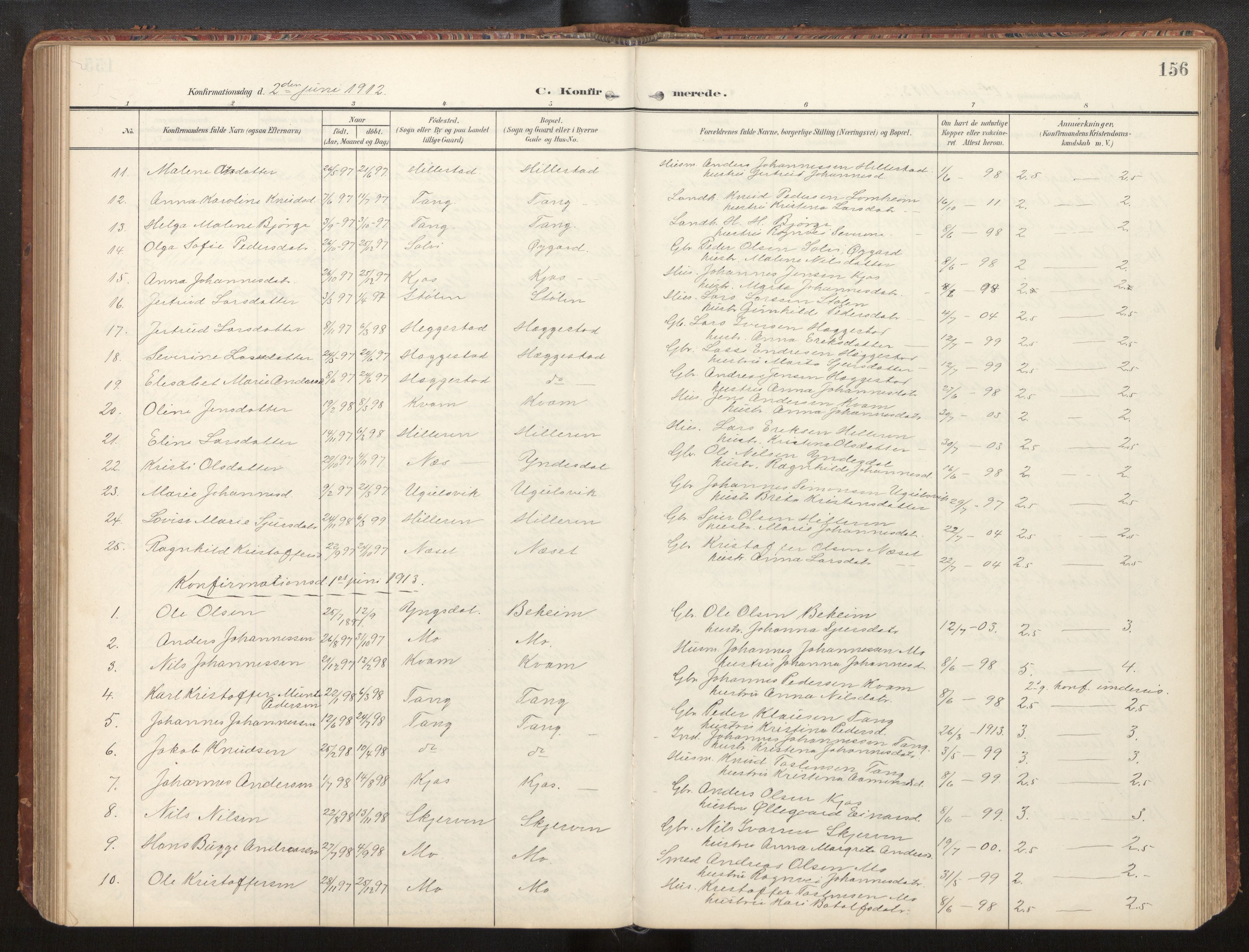 Hafslo sokneprestembete, AV/SAB-A-80301/H/Hab/Habb/L0002: Klokkerbok nr. B 2, 1909-1947, s. 156