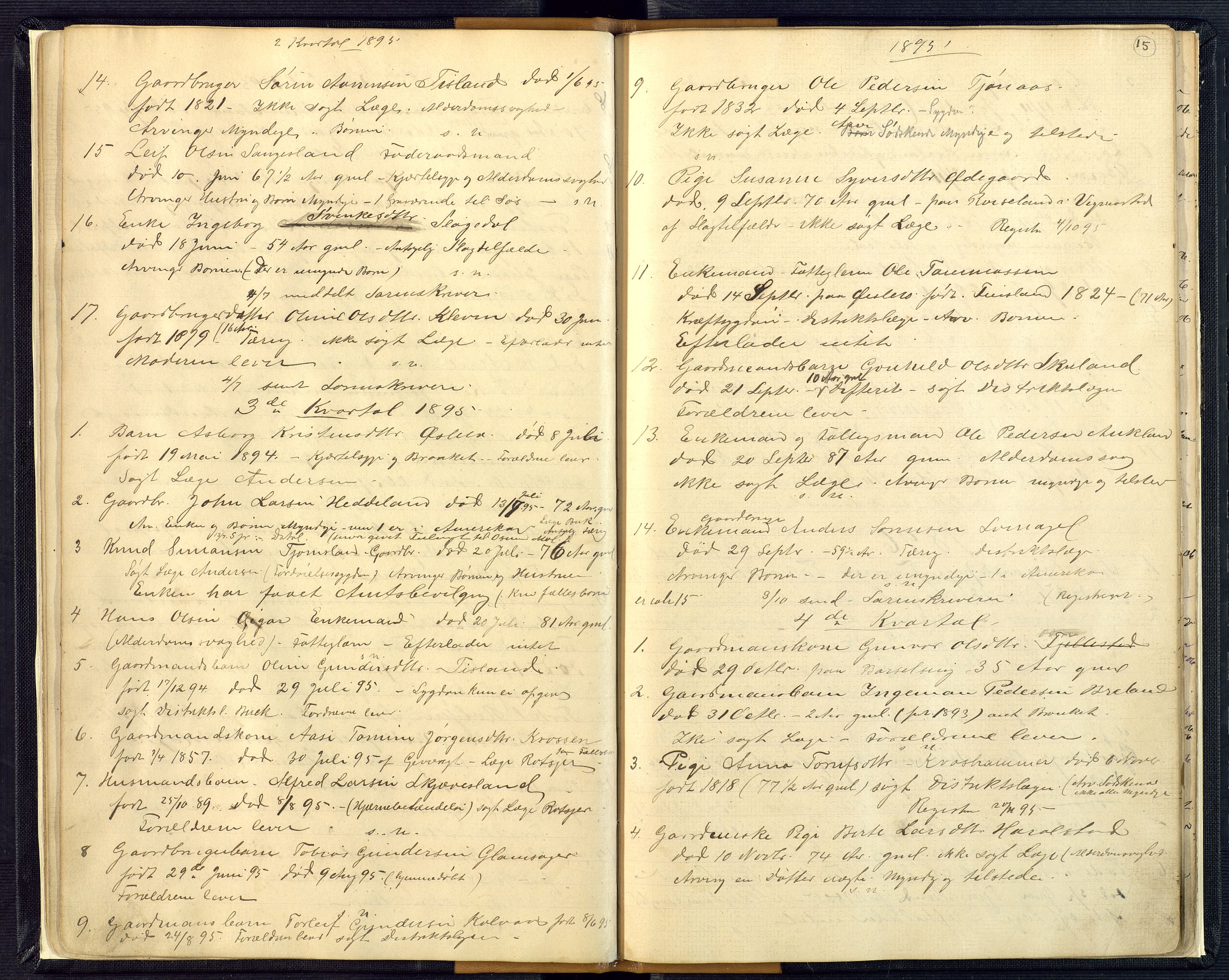 Mandal sorenskriveri, AV/SAK-1221-0005/001/H/Ha/L0016: Dødsfall Øyslebø og Laudal nr 15, 1882-1913, s. 15