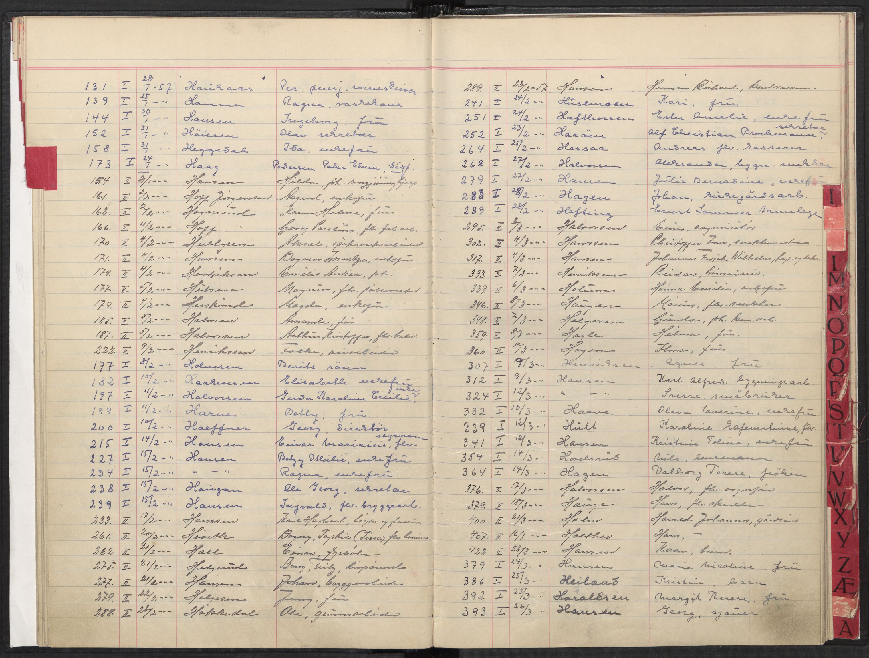 Oslo skifterett, AV/SAO-A-10383/F/Fa/Faa/L0057: Register til dødsfallsprotokollene, 1957
