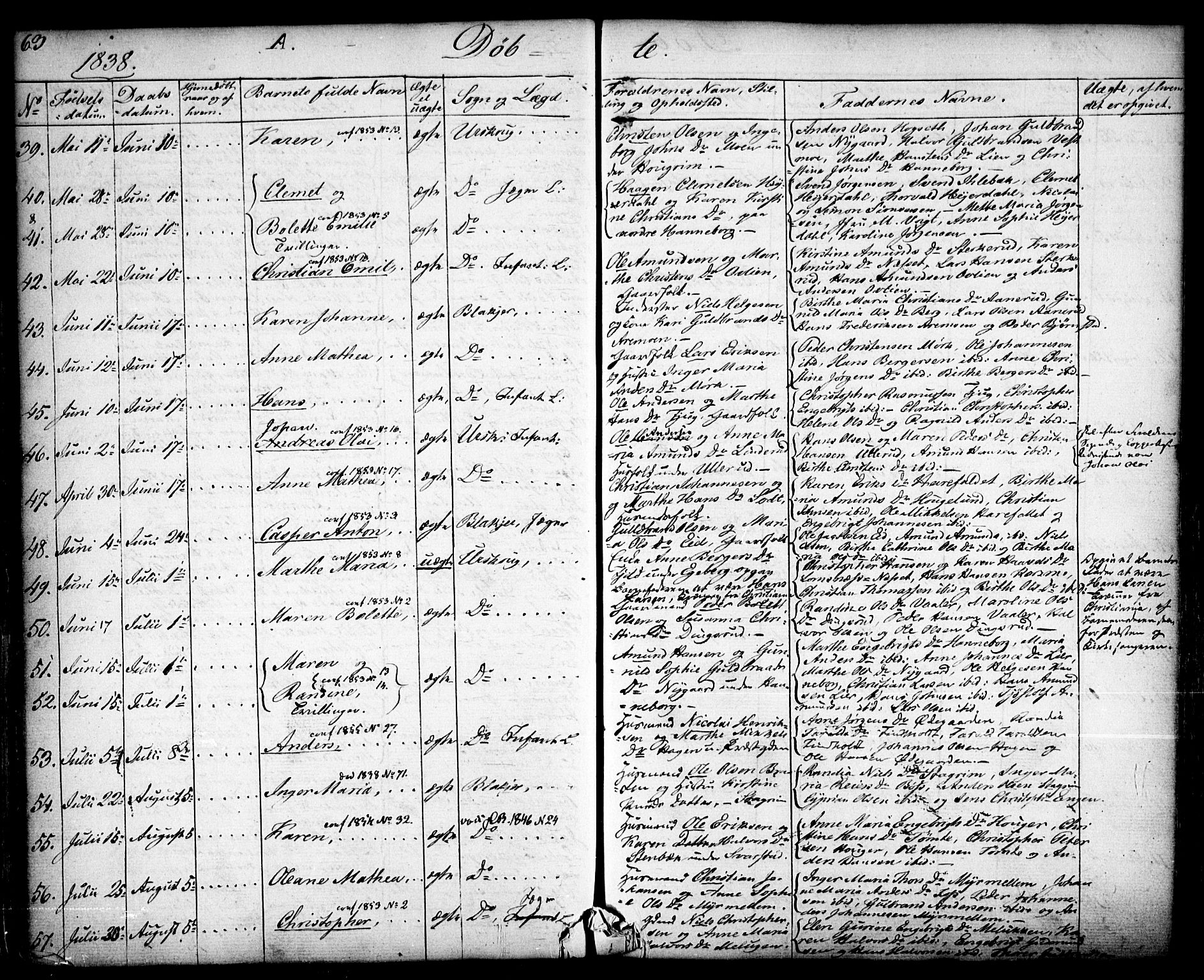 Aurskog prestekontor Kirkebøker, AV/SAO-A-10304a/F/Fa/L0006: Ministerialbok nr. I 6, 1829-1853, s. 63
