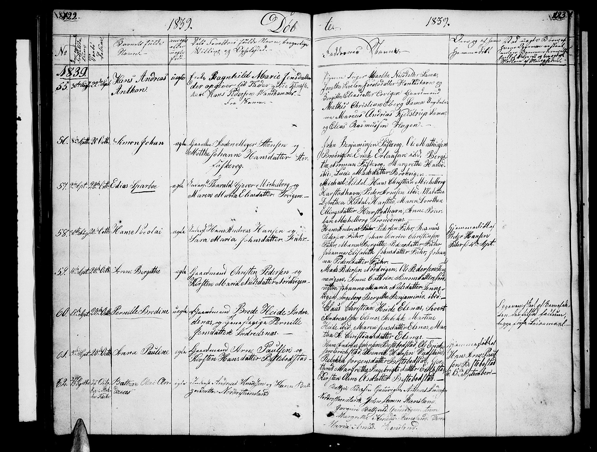Trondenes sokneprestkontor, AV/SATØ-S-1319/H/Hb/L0005klokker: Klokkerbok nr. 5, 1834-1845, s. 122-123