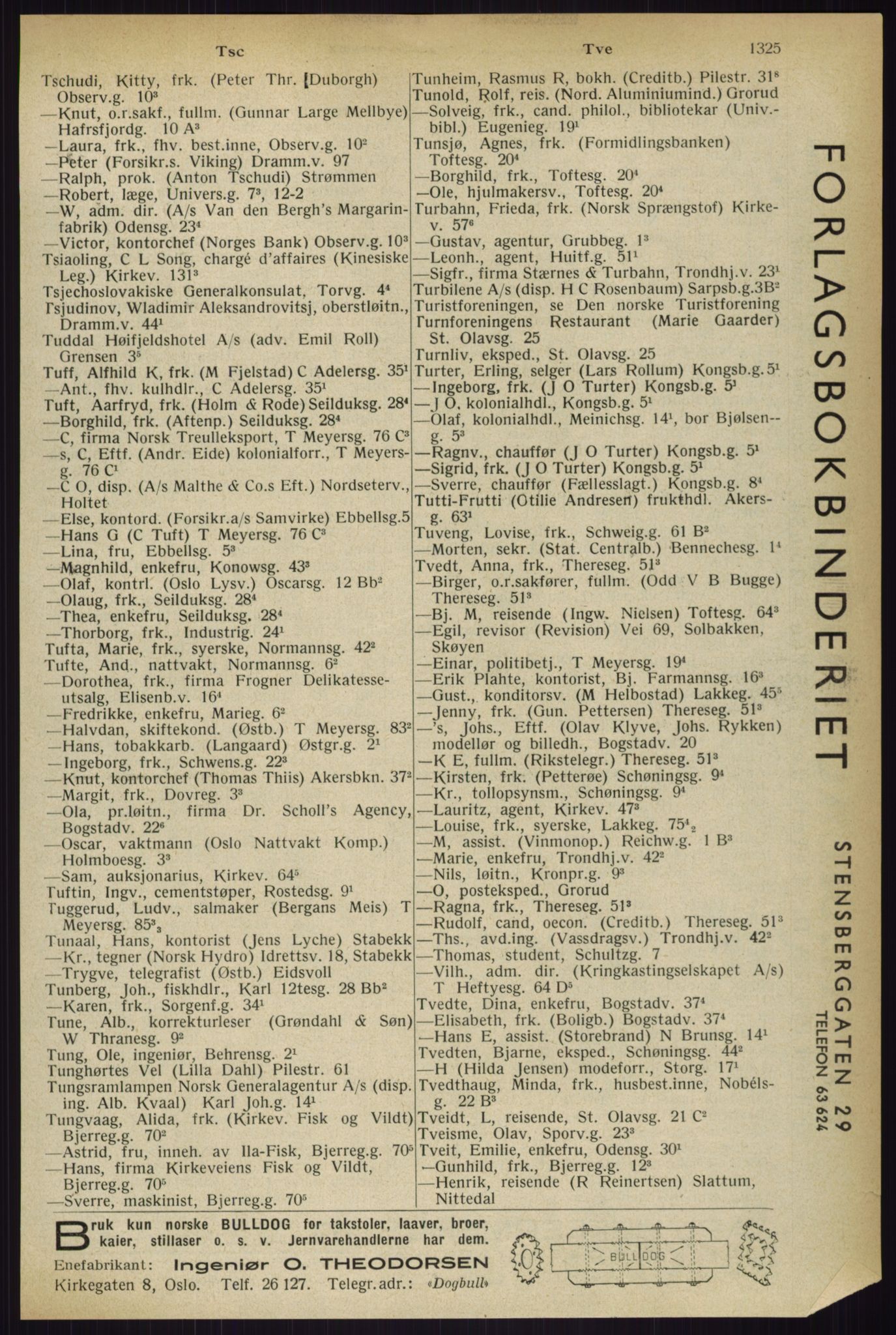 Kristiania/Oslo adressebok, PUBL/-, 1933, s. 1325