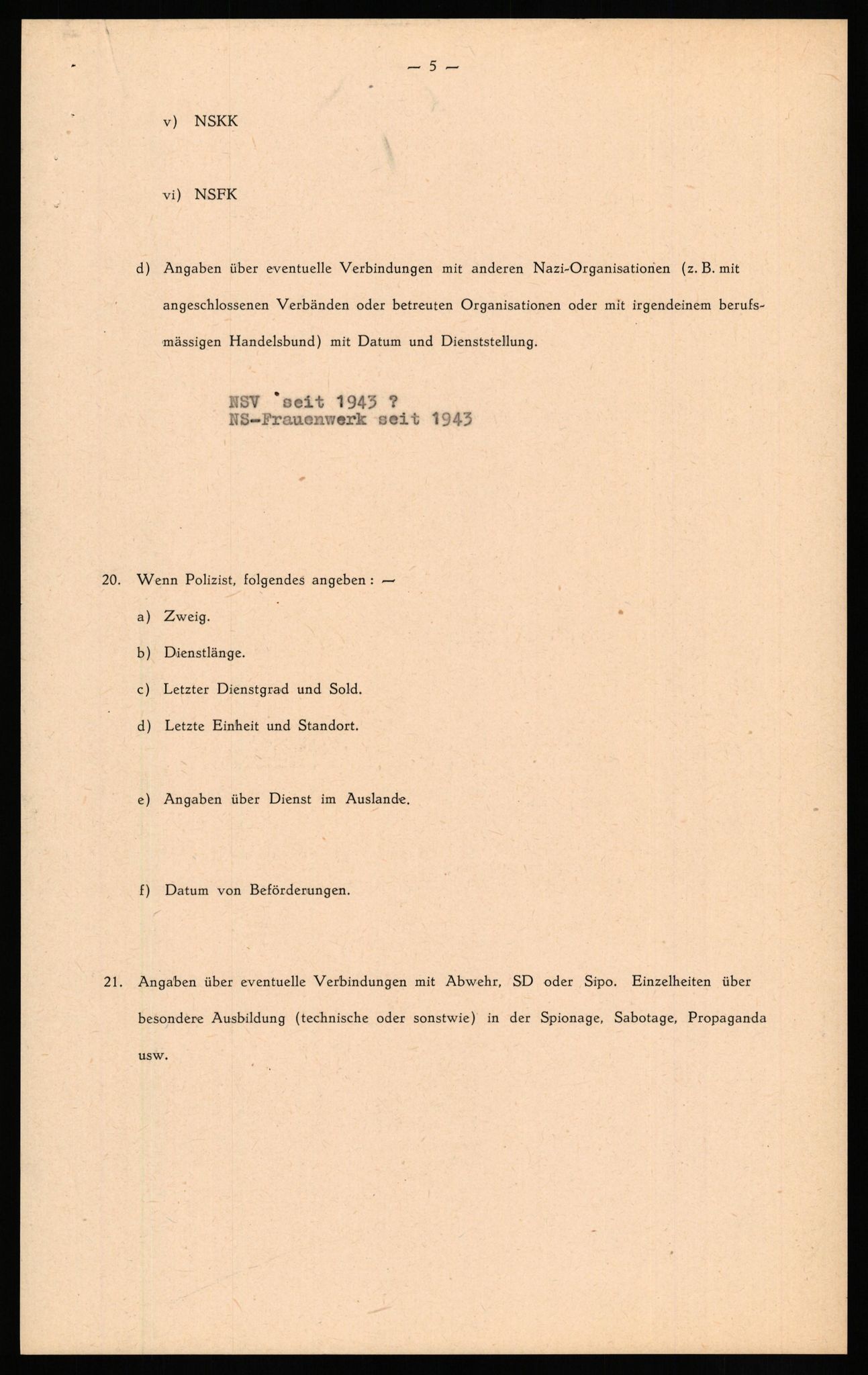 Forsvaret, Forsvarets overkommando II, AV/RA-RAFA-3915/D/Db/L0028: CI Questionaires. Tyske okkupasjonsstyrker i Norge. Tyskere., 1945-1946, s. 338