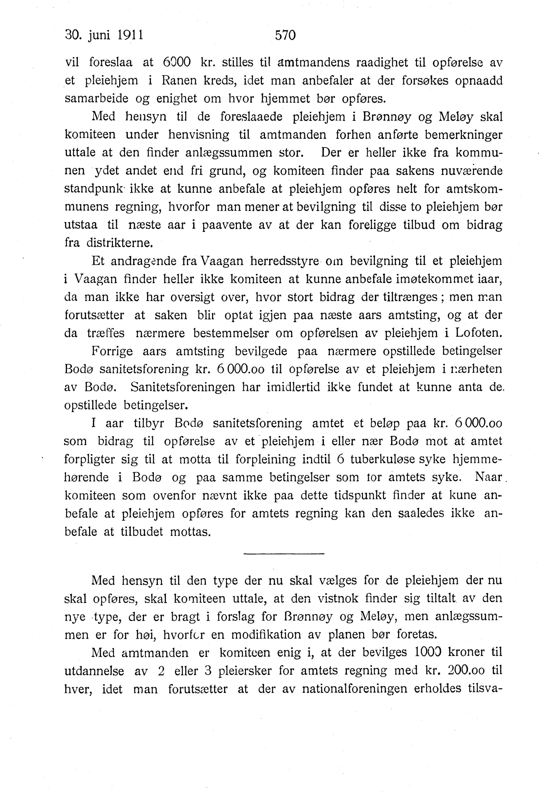 Nordland Fylkeskommune. Fylkestinget, AIN/NFK-17/176/A/Ac/L0034: Fylkestingsforhandlinger 1911, 1911