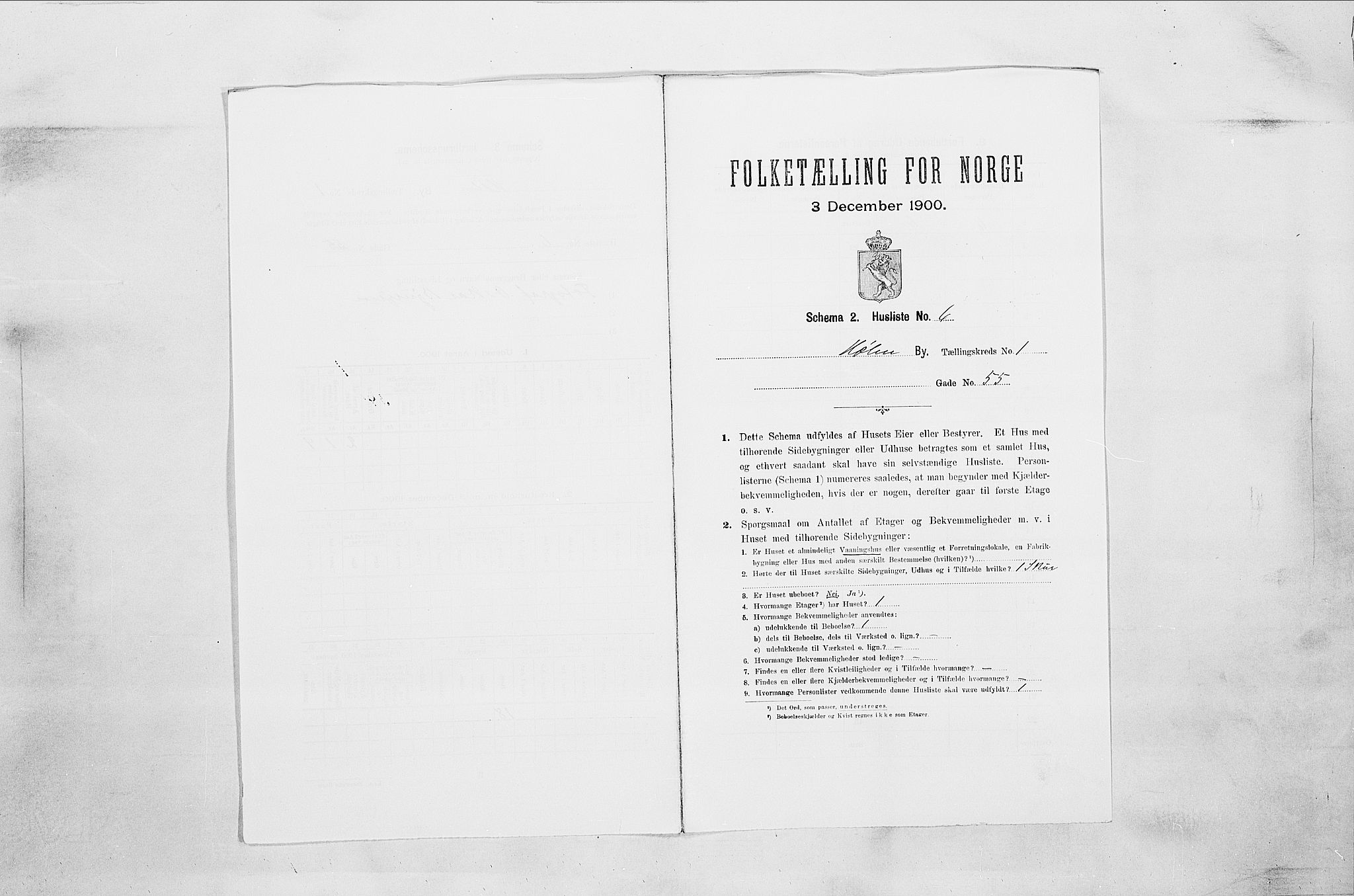SAO, Folketelling 1900 for 0204 Hølen ladested, 1900