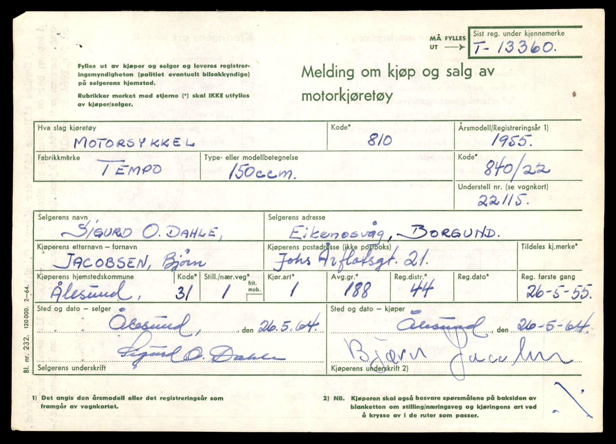 Møre og Romsdal vegkontor - Ålesund trafikkstasjon, SAT/A-4099/F/Fe/L0038: Registreringskort for kjøretøy T 13180 - T 13360, 1927-1998, s. 3093