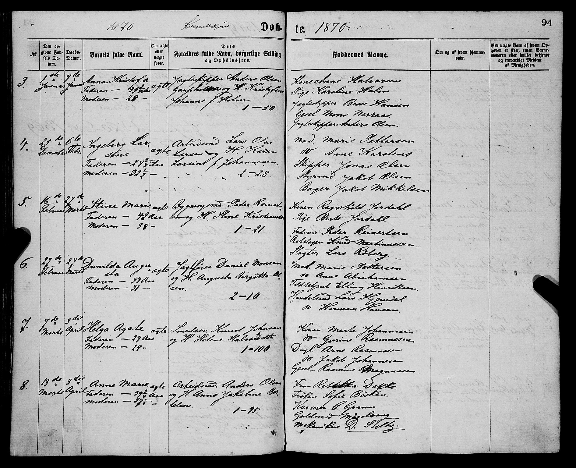 Sandviken Sokneprestembete, AV/SAB-A-77601/H/Ha/L0001: Ministerialbok nr. A 1, 1867-1877, s. 94
