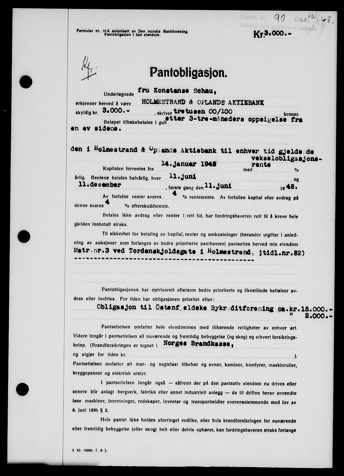 Holmestrand sorenskriveri, SAKO/A-67/G/Ga/Gab/L0058: Pantebok nr. B-58, 1947-1948, Dagboknr: 90/1948