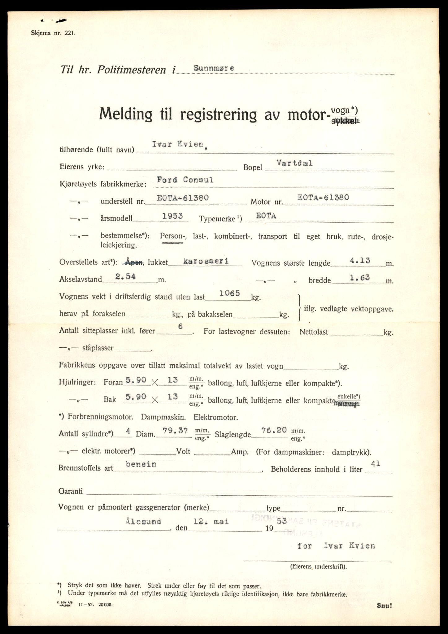 Møre og Romsdal vegkontor - Ålesund trafikkstasjon, AV/SAT-A-4099/F/Fe/L0043: Registreringskort for kjøretøy T 14080 - T 14204, 1927-1998, s. 2461