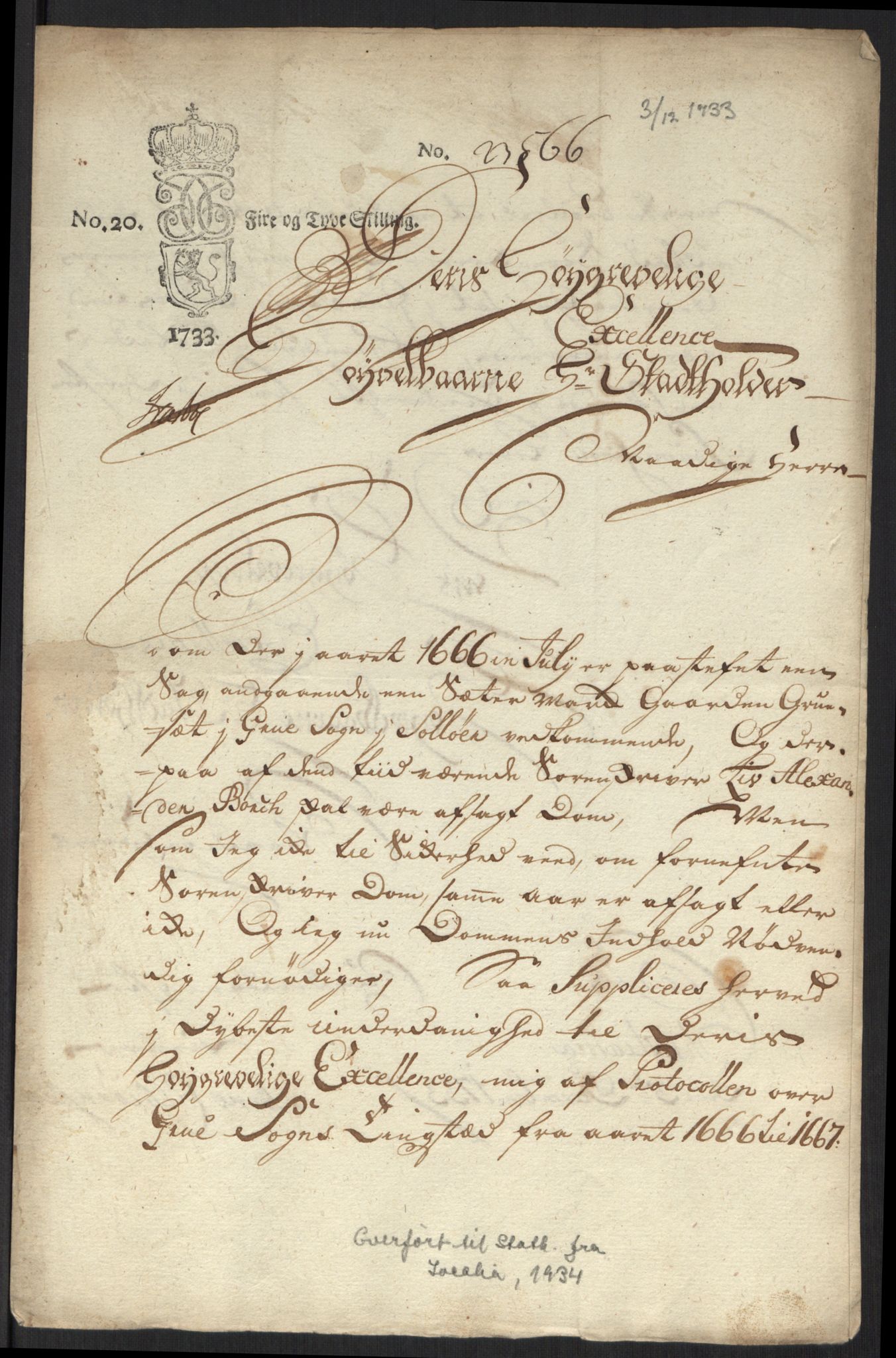 Stattholderembetet 1572-1771, AV/RA-EA-2870/Ef/L0107: Brev fra embetsmenn og andre, 1733-1734, s. 149