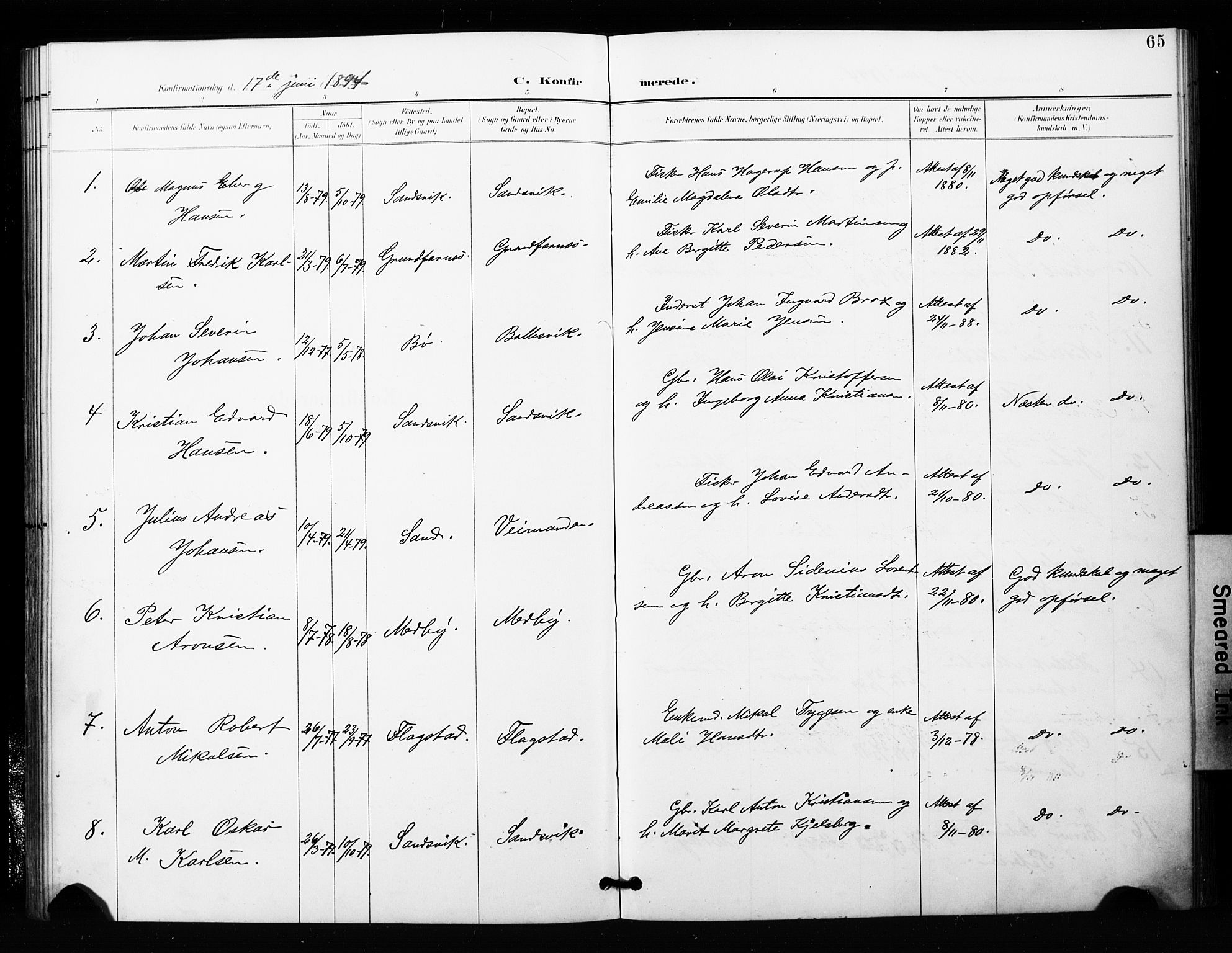 Berg sokneprestkontor, AV/SATØ-S-1318/G/Ga/Gaa/L0006kirke: Ministerialbok nr. 6, 1894-1904, s. 65