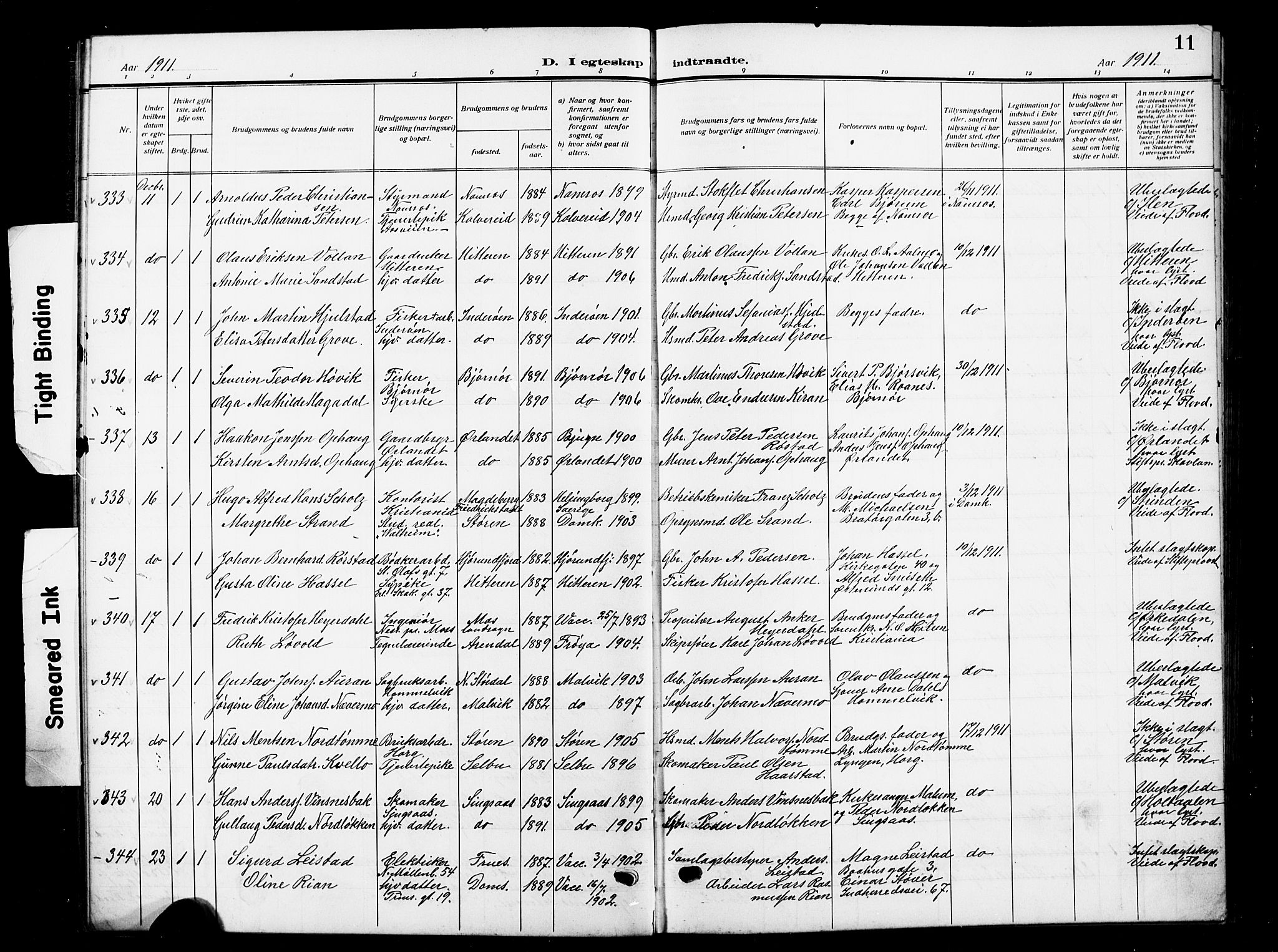 Ministerialprotokoller, klokkerbøker og fødselsregistre - Sør-Trøndelag, AV/SAT-A-1456/601/L0097: Klokkerbok nr. 601C15, 1911-1921, s. 11