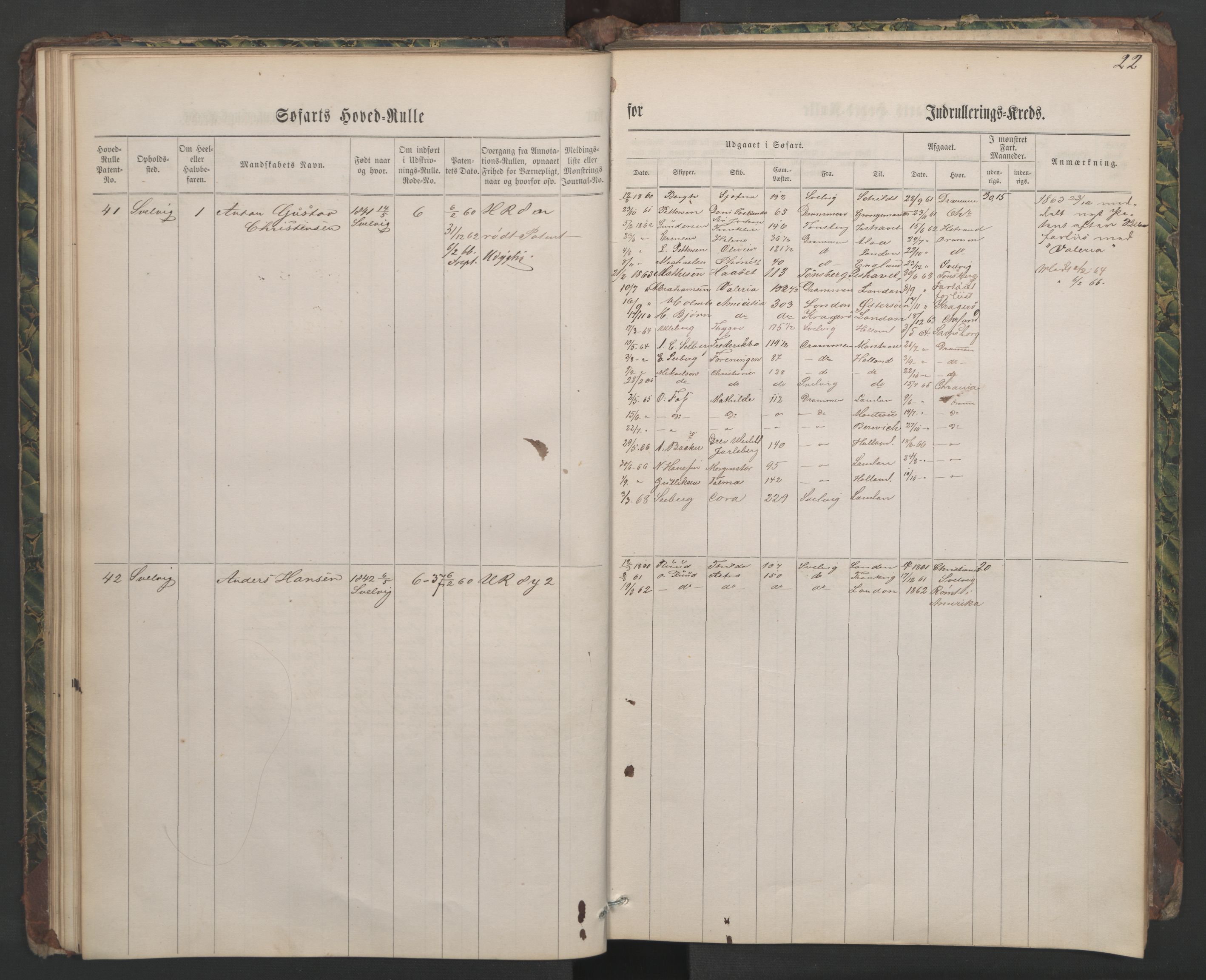 Svelvik innrulleringskontor, SAKO/A-783/F/Fc/L0001: Hovedruller, 1860-1867, s. 22