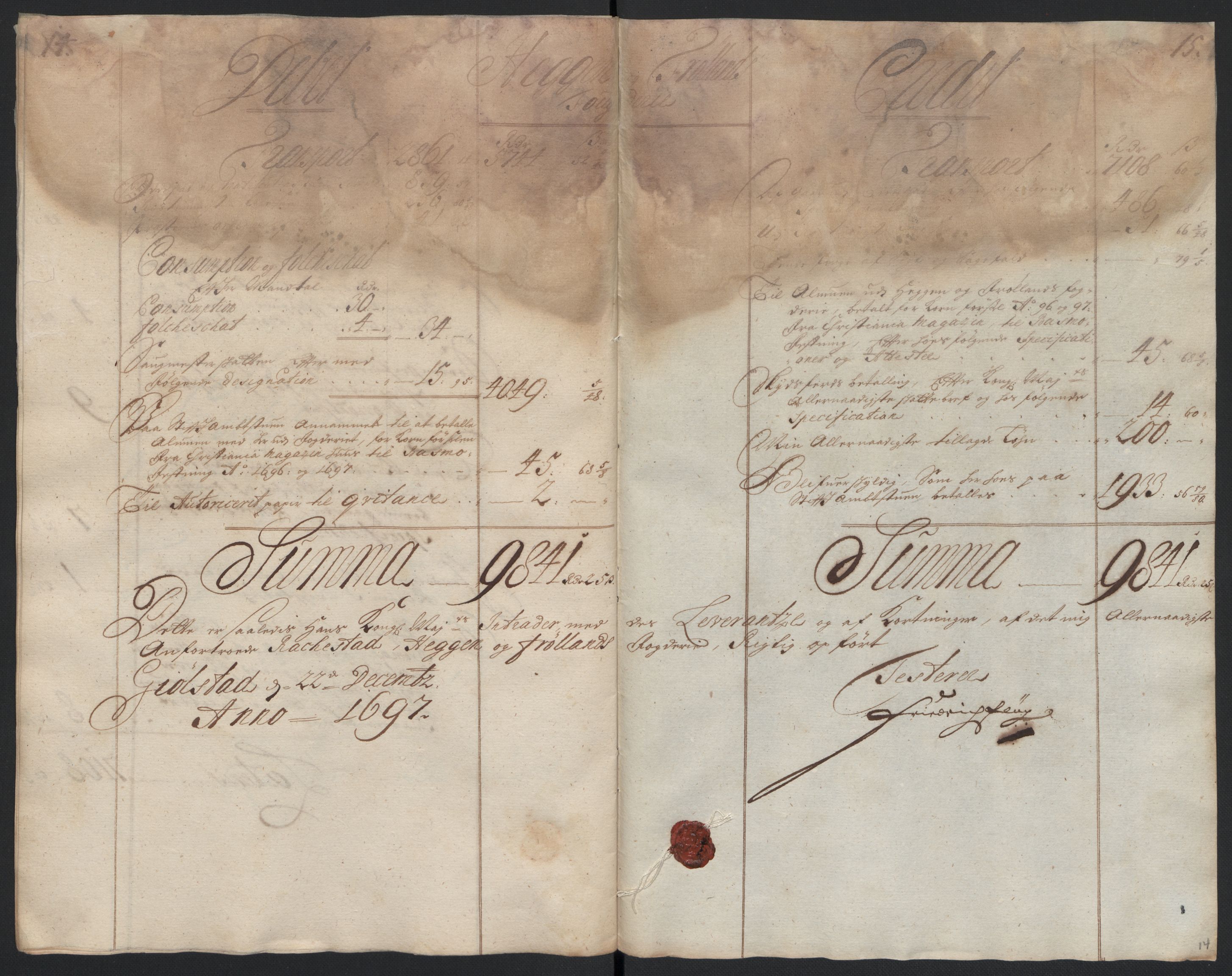 Rentekammeret inntil 1814, Reviderte regnskaper, Fogderegnskap, AV/RA-EA-4092/R07/L0287: Fogderegnskap Rakkestad, Heggen og Frøland, 1697, s. 16