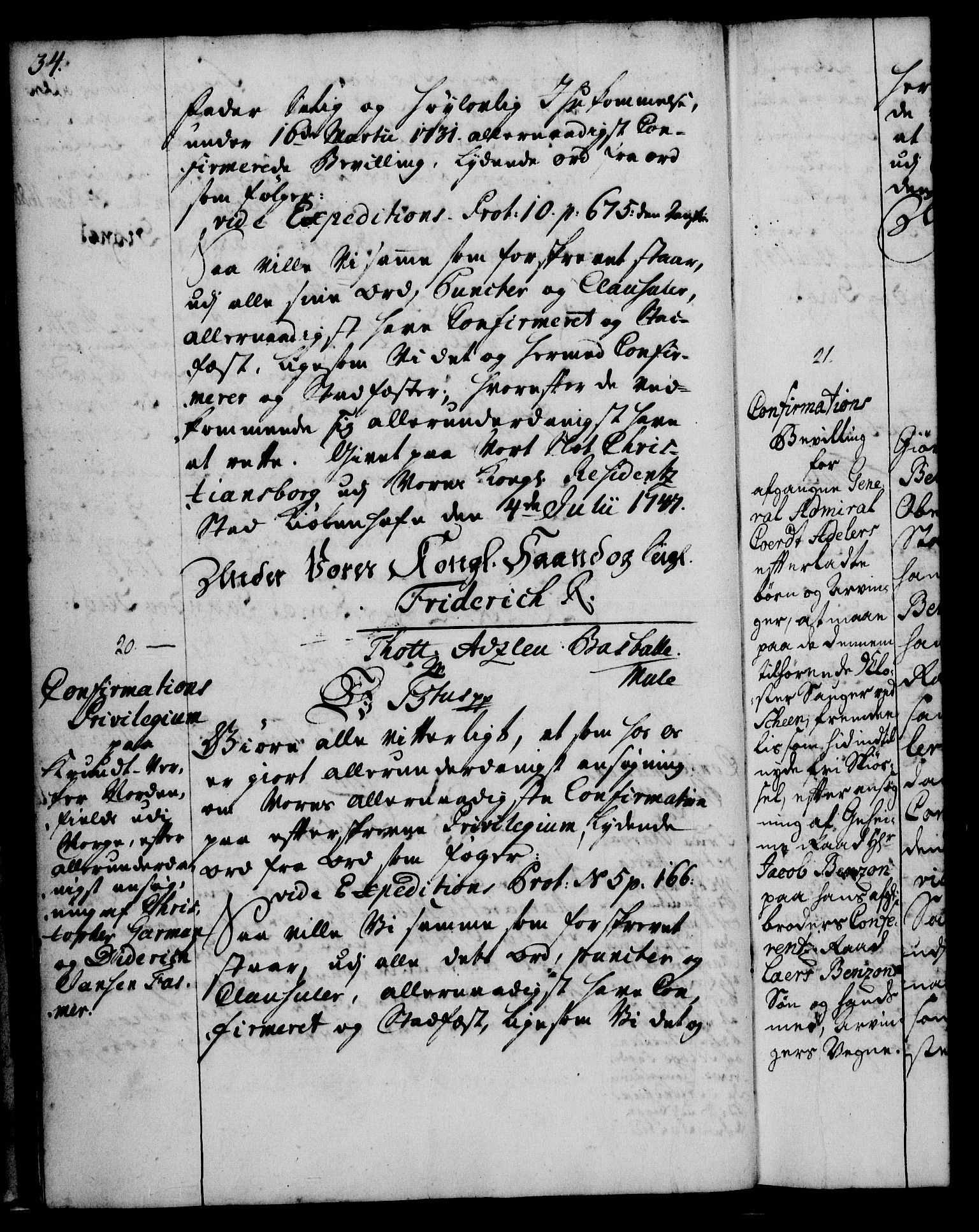 Rentekammeret, Kammerkanselliet, RA/EA-3111/G/Gg/Ggc/Ggca/L0001: Norsk konfirmasjonsekspedisjonsprotokoll med register (merket RK 53.23), 1746-1750, s. 34