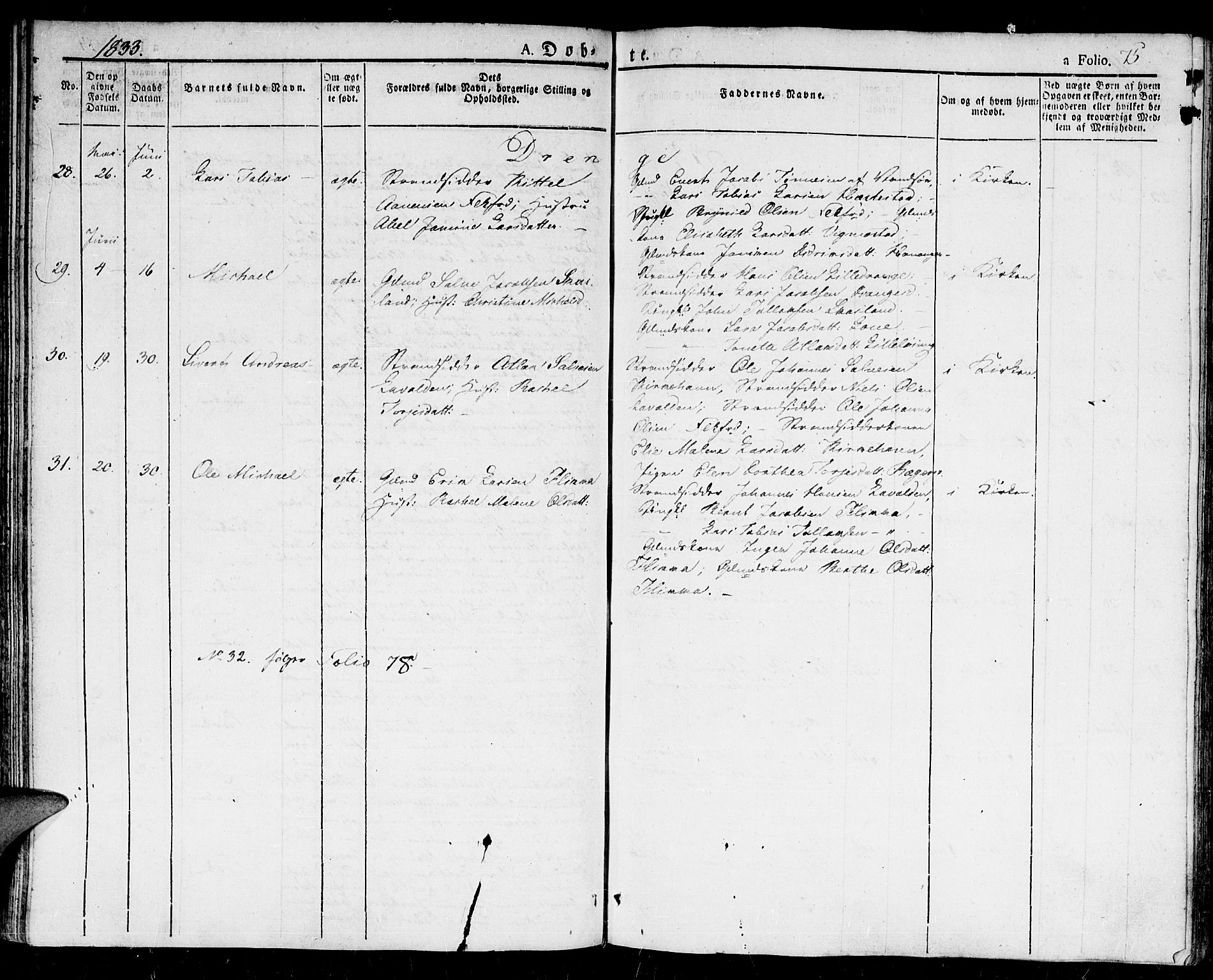 Flekkefjord sokneprestkontor, AV/SAK-1111-0012/F/Fb/Fbc/L0004: Klokkerbok nr. B 4, 1827-1846, s. 75