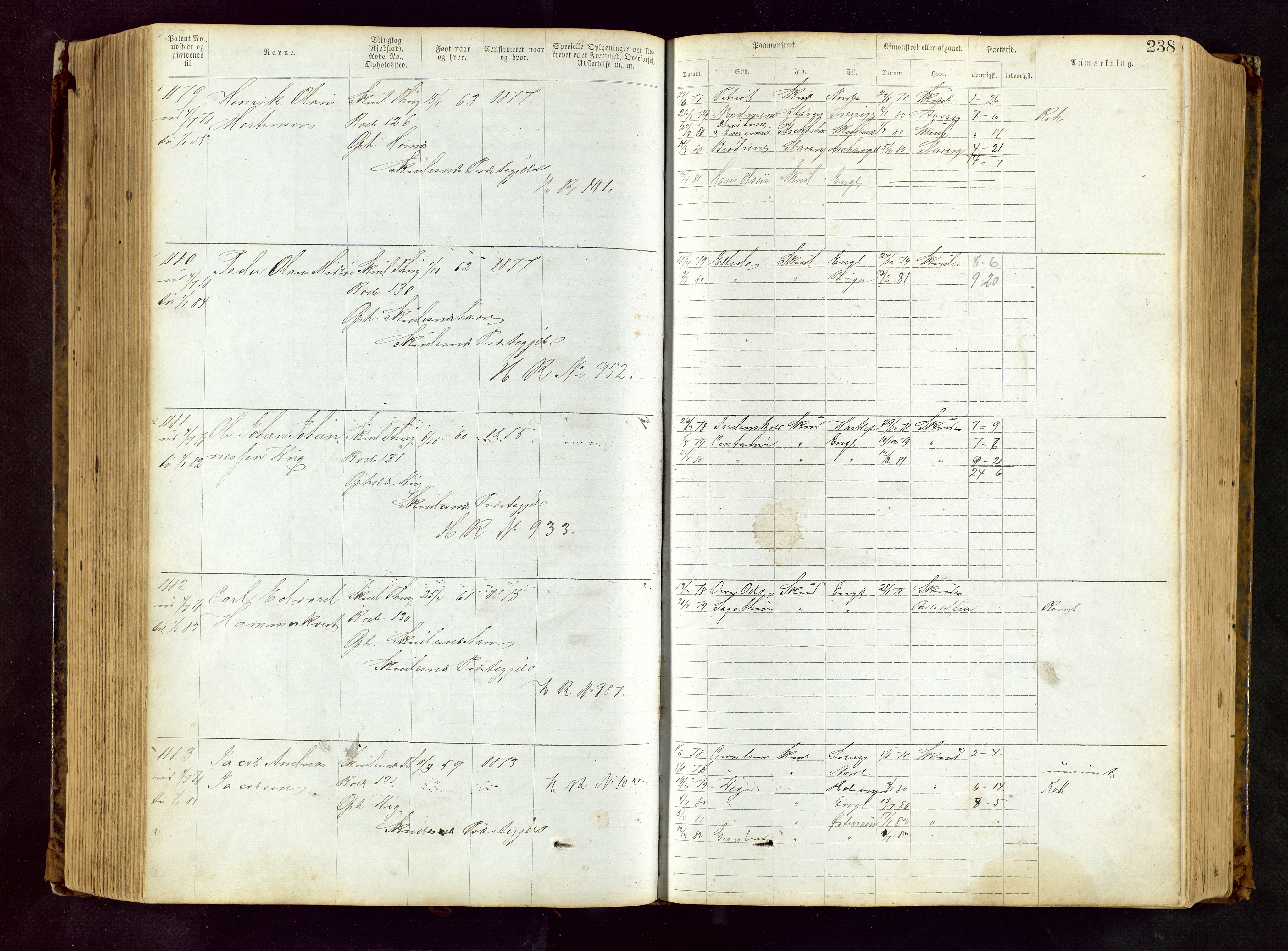 Haugesund sjømannskontor, AV/SAST-A-102007/F/Ff/L0002: Sjøfartsrulle Skudenes krets nr. 1-2719, 1868-1948, s. 238