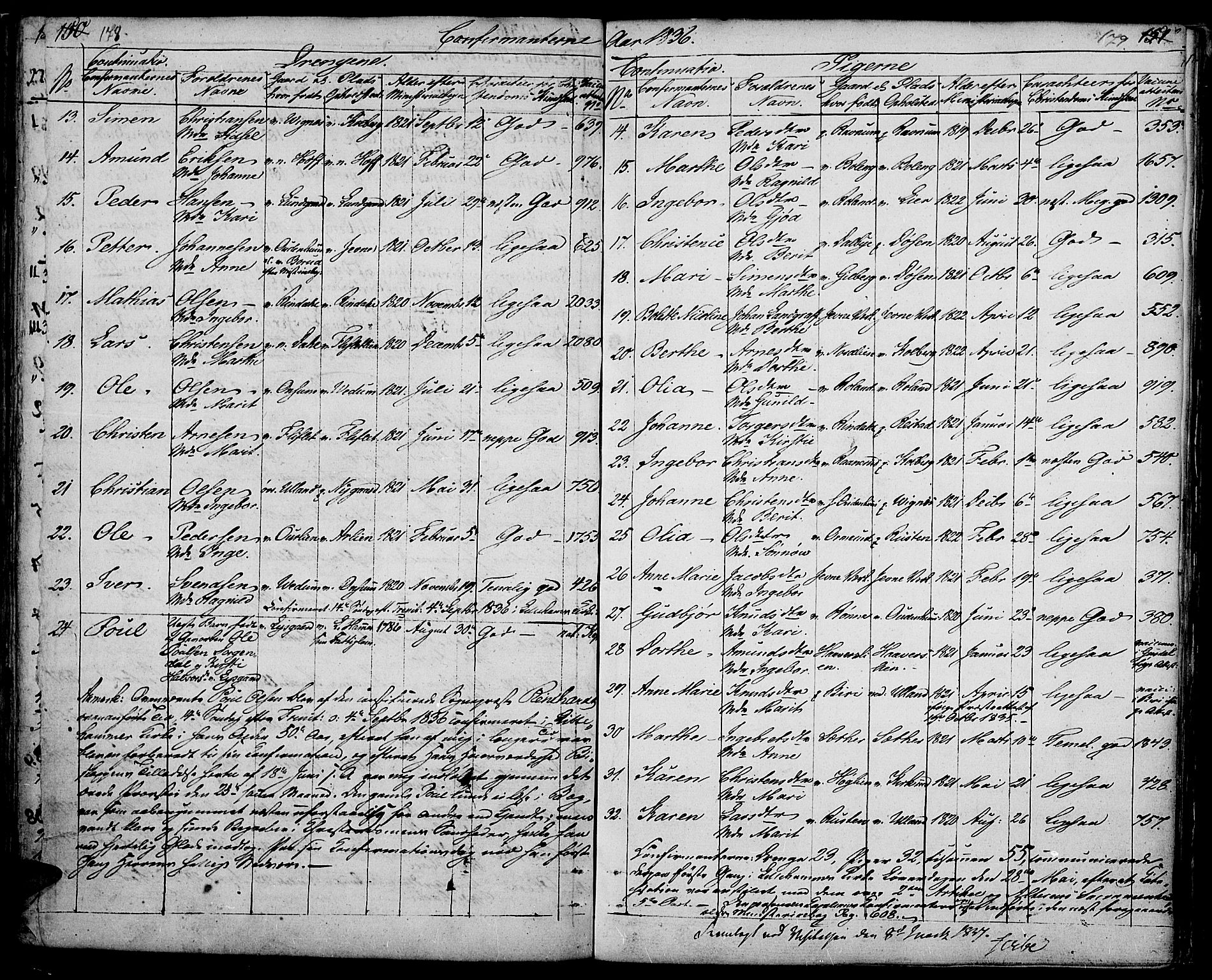 Fåberg prestekontor, AV/SAH-PREST-086/H/Ha/Haa/L0004: Ministerialbok nr. 4, 1833-1837, s. 178-179