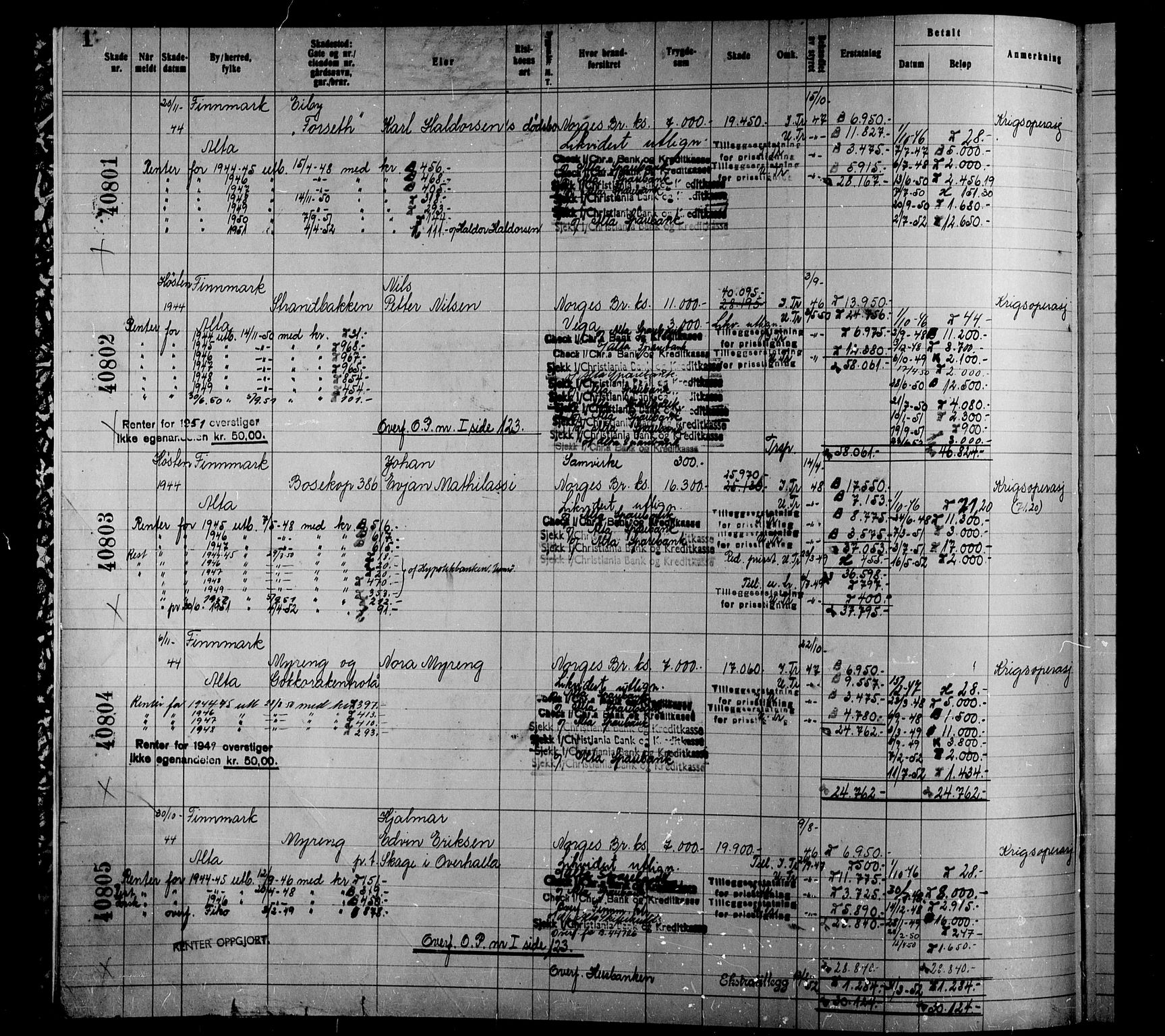 Krigsskadetrygdene for bygninger og løsøre, AV/RA-S-1548/V/L0038: Bygning, branntrygdet., 1940-1945, s. 1